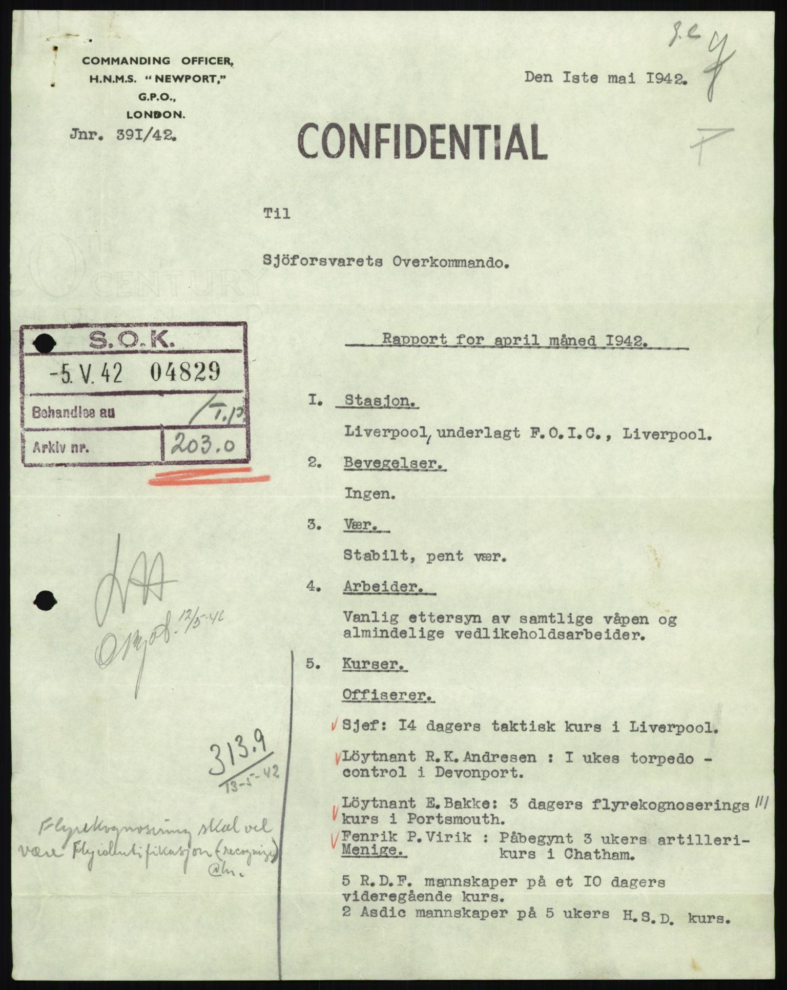 Forsvaret, Sjøforsvarets overkommando, AV/RA-RAFA-2035/D/Dc/L0194: --, 1941-1944, p. 242