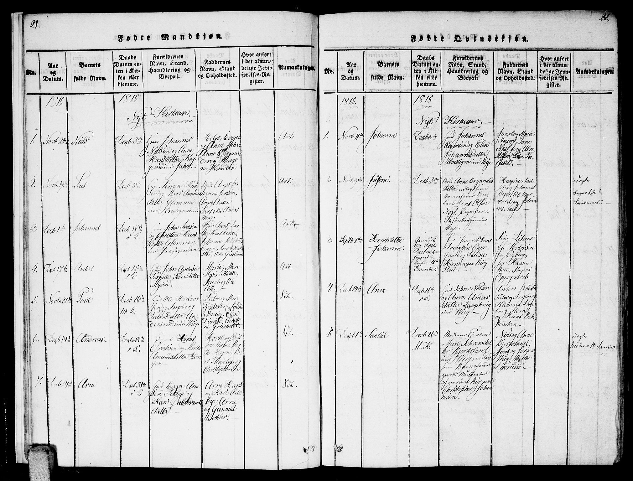 Enebakk prestekontor Kirkebøker, AV/SAO-A-10171c/F/Fa/L0006: Parish register (official) no. I 6, 1815-1832, p. 21-22