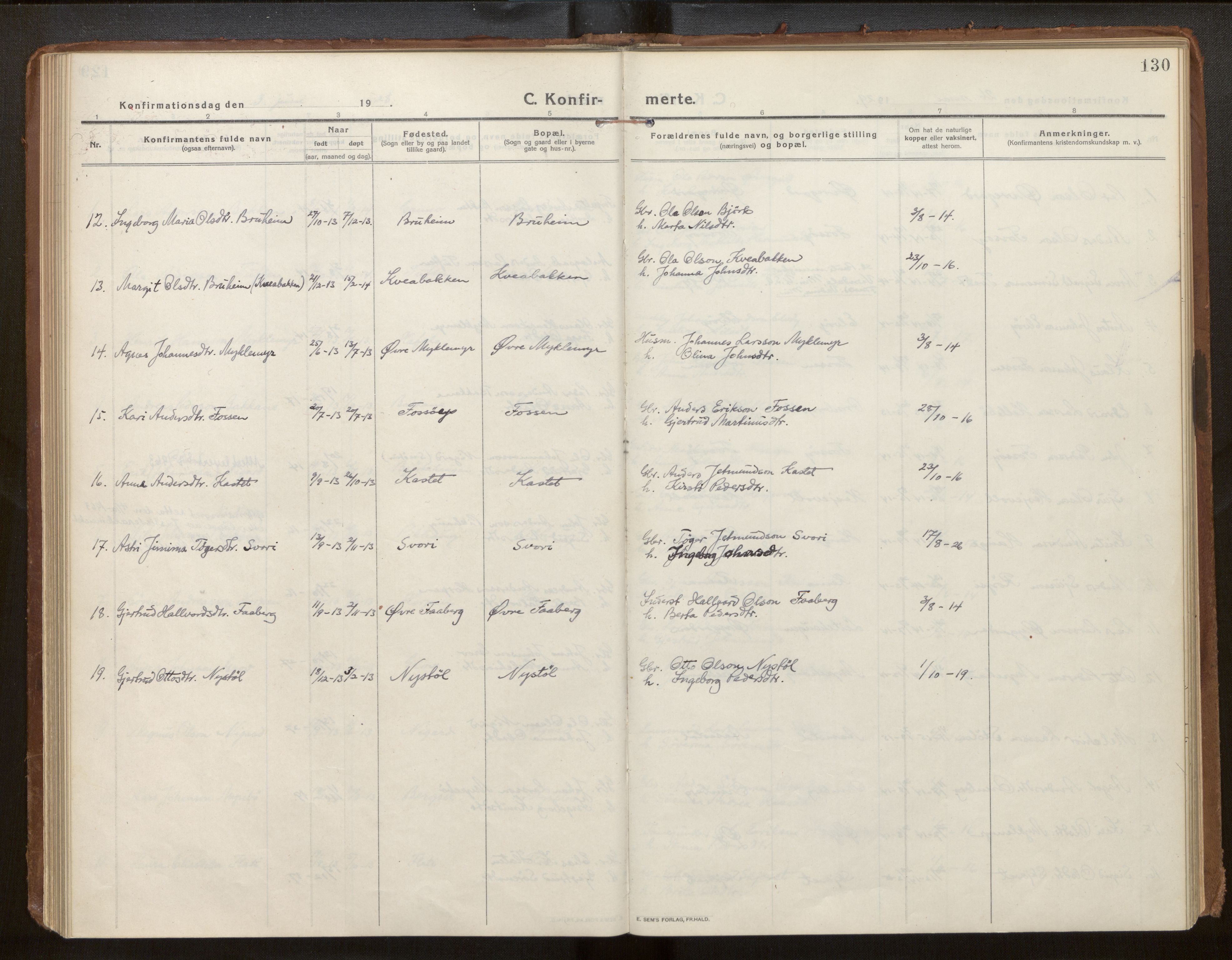 Jostedal sokneprestembete, SAB/A-80601/H/Haa/Haab/L0002: Parish register (official) no. B 2, 1915-1931, p. 130