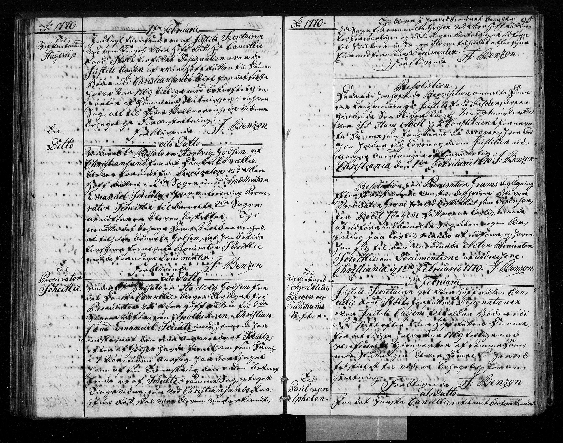 Stattholderembetet 1572-1771, AV/RA-EA-2870/Bf/L0008: Stattholderprotokoll (allmenn kopibok), 1769-1770, p. 94b-95a