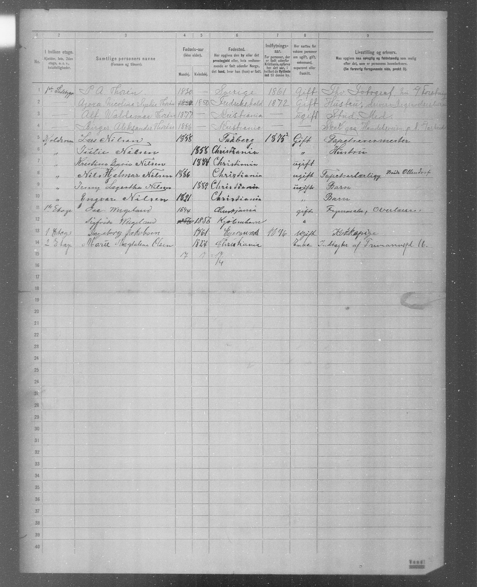 OBA, Municipal Census 1904 for Kristiania, 1904, p. 5454