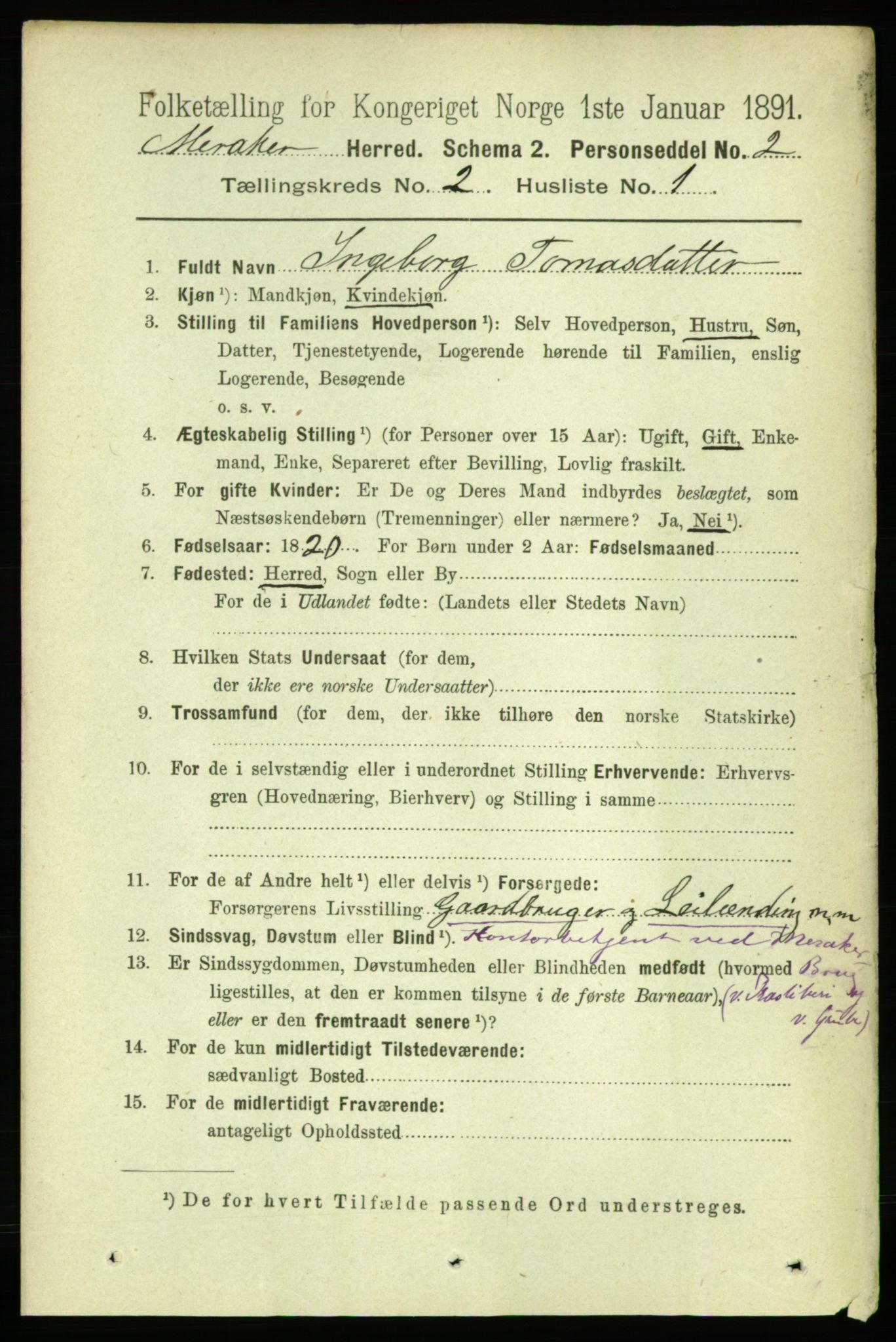 RA, 1891 census for 1711 Meråker, 1891, p. 575