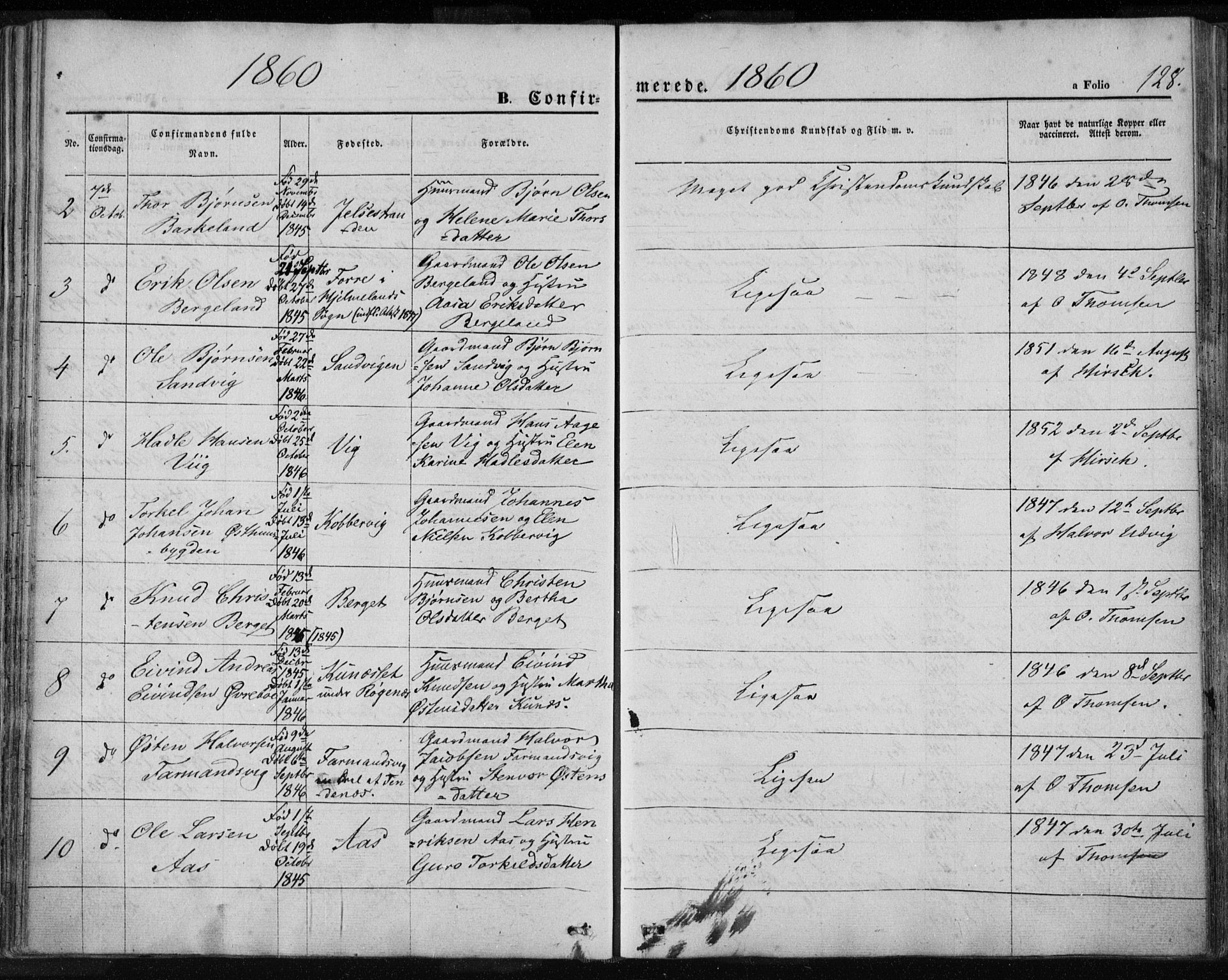 Jelsa sokneprestkontor, AV/SAST-A-101842/01/IV: Parish register (official) no. A 7, 1854-1866, p. 128