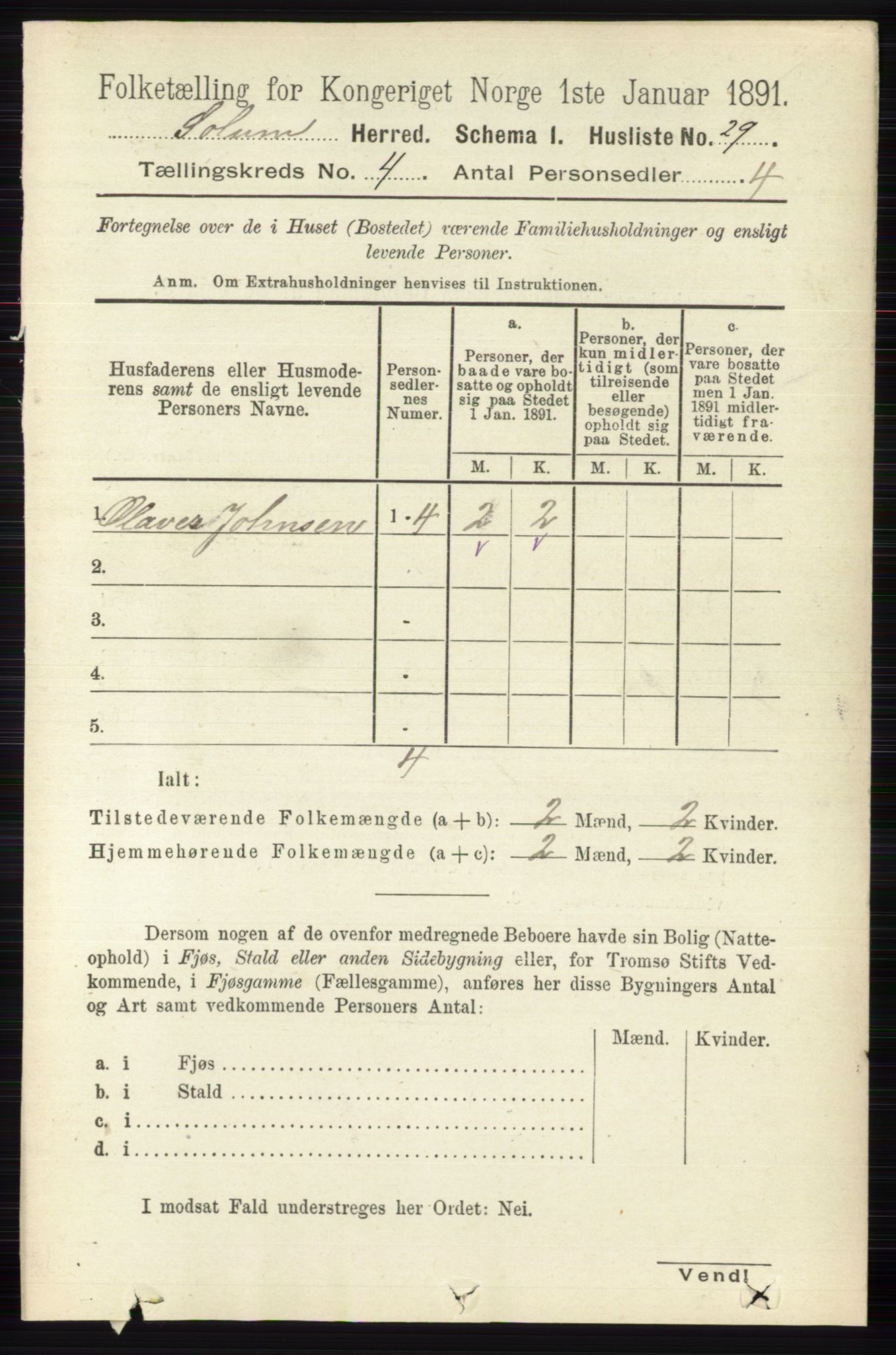 RA, 1891 census for 0818 Solum, 1891, p. 616