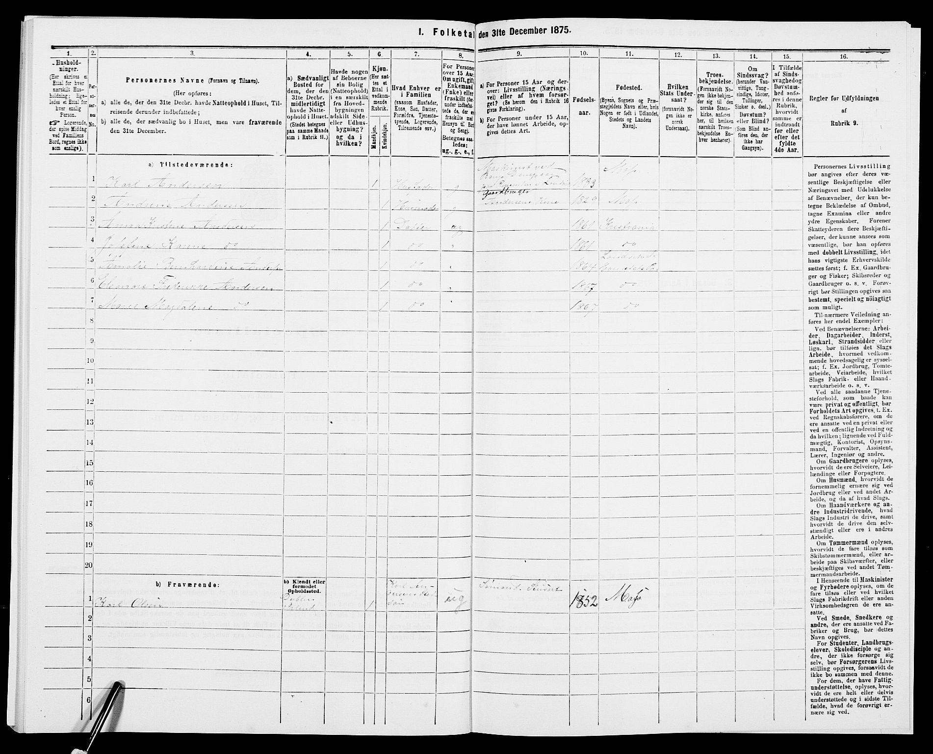 SAK, 1875 census for 0924P Homedal, 1875, p. 622