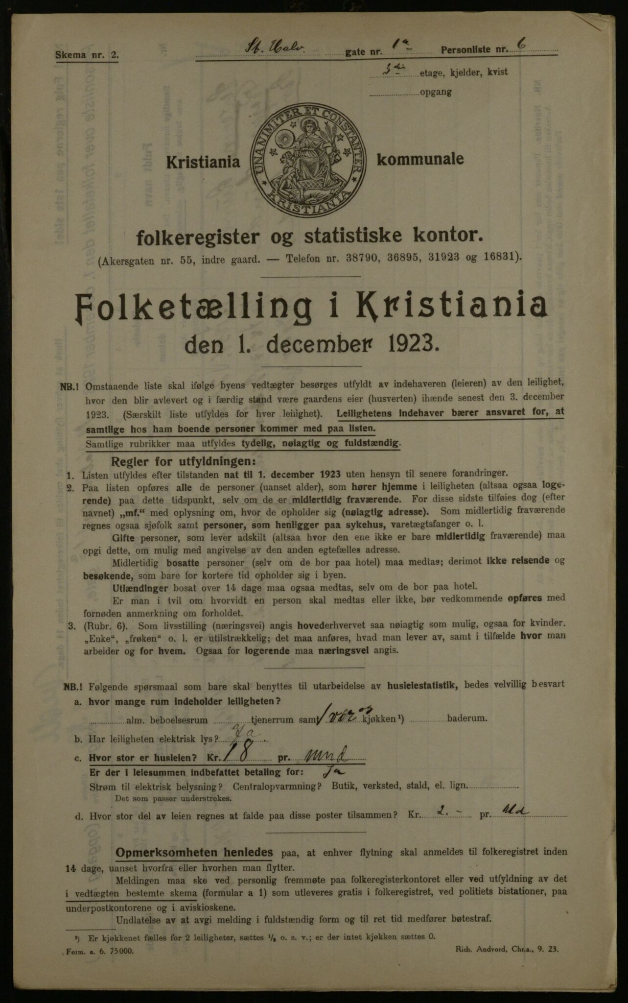 OBA, Municipal Census 1923 for Kristiania, 1923, p. 96660