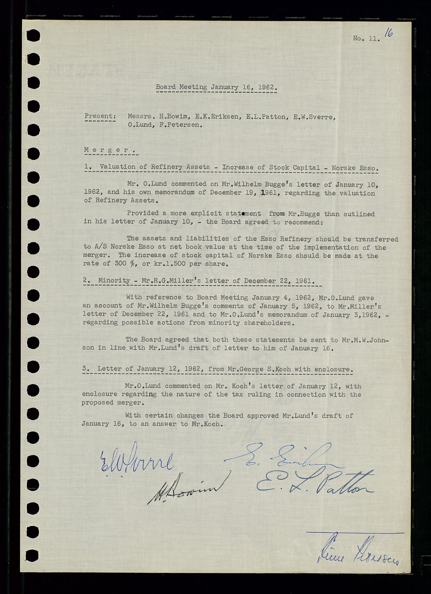 Pa 0982 - Esso Norge A/S, AV/SAST-A-100448/A/Aa/L0001/0003: Den administrerende direksjon Board minutes (styrereferater) / Den administrerende direksjon Board minutes (styrereferater), 1962, p. 16