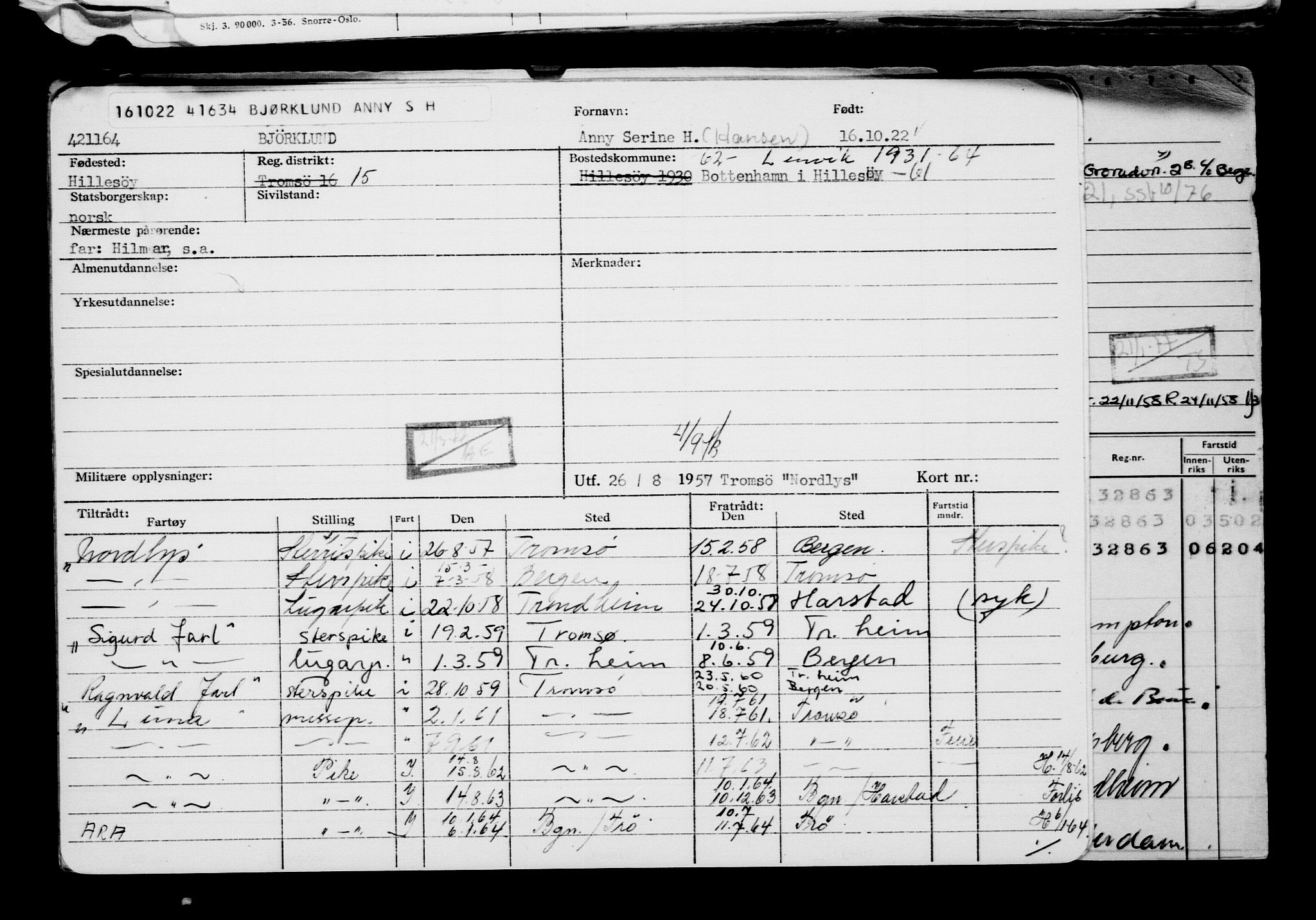 Direktoratet for sjømenn, RA/S-3545/G/Gb/L0211: Hovedkort, 1922, p. 316