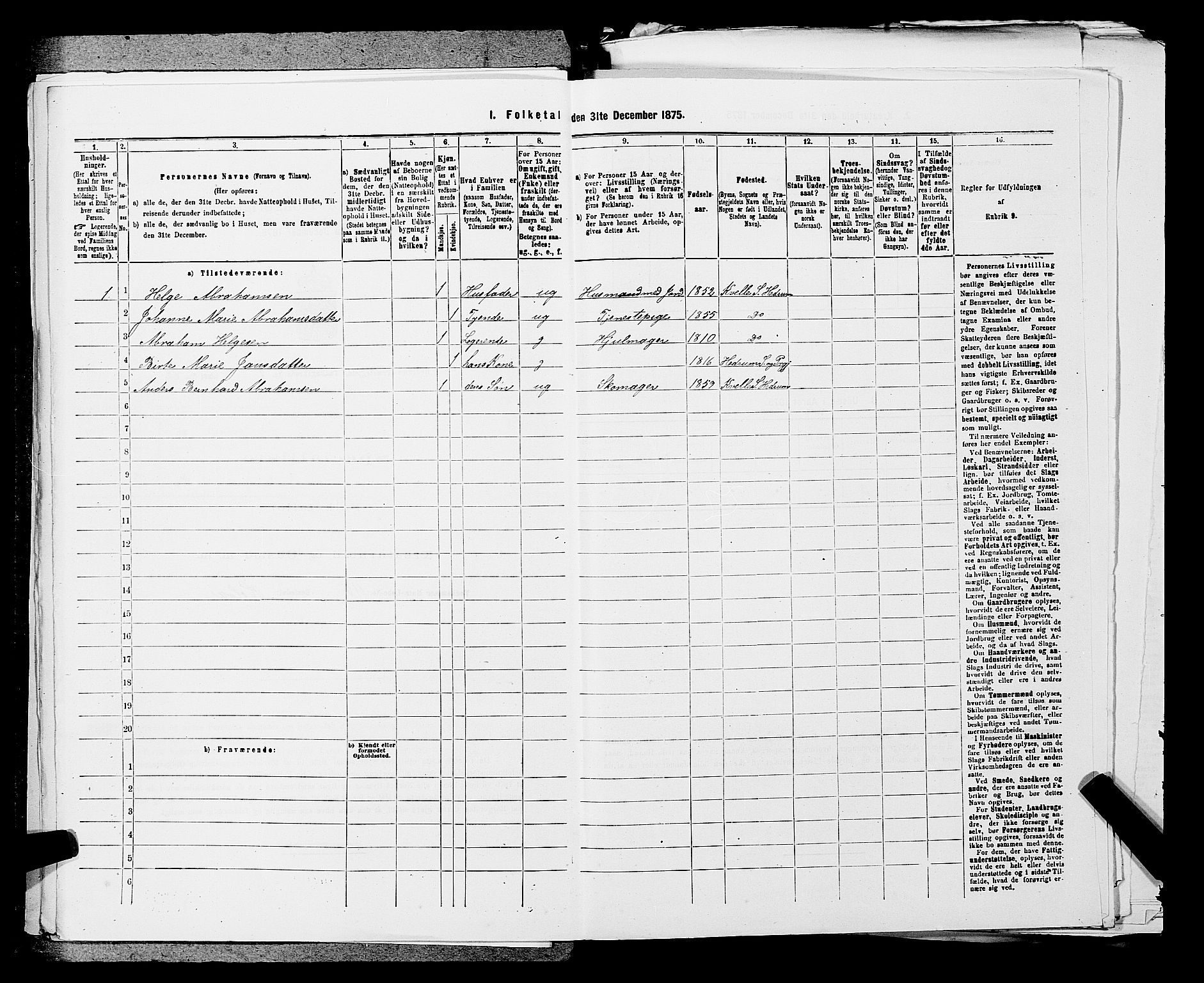 SAKO, 1875 census for 0727P Hedrum, 1875, p. 833