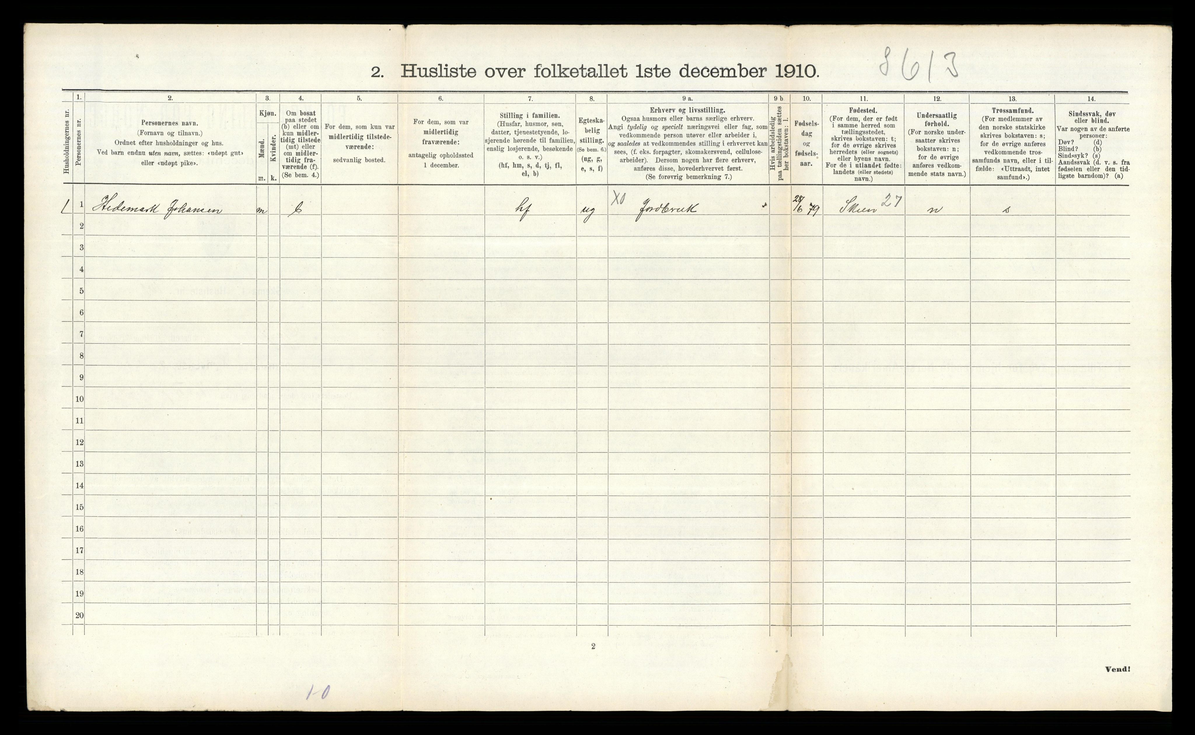 RA, 1910 census for Gjerpen, 1910, p. 484