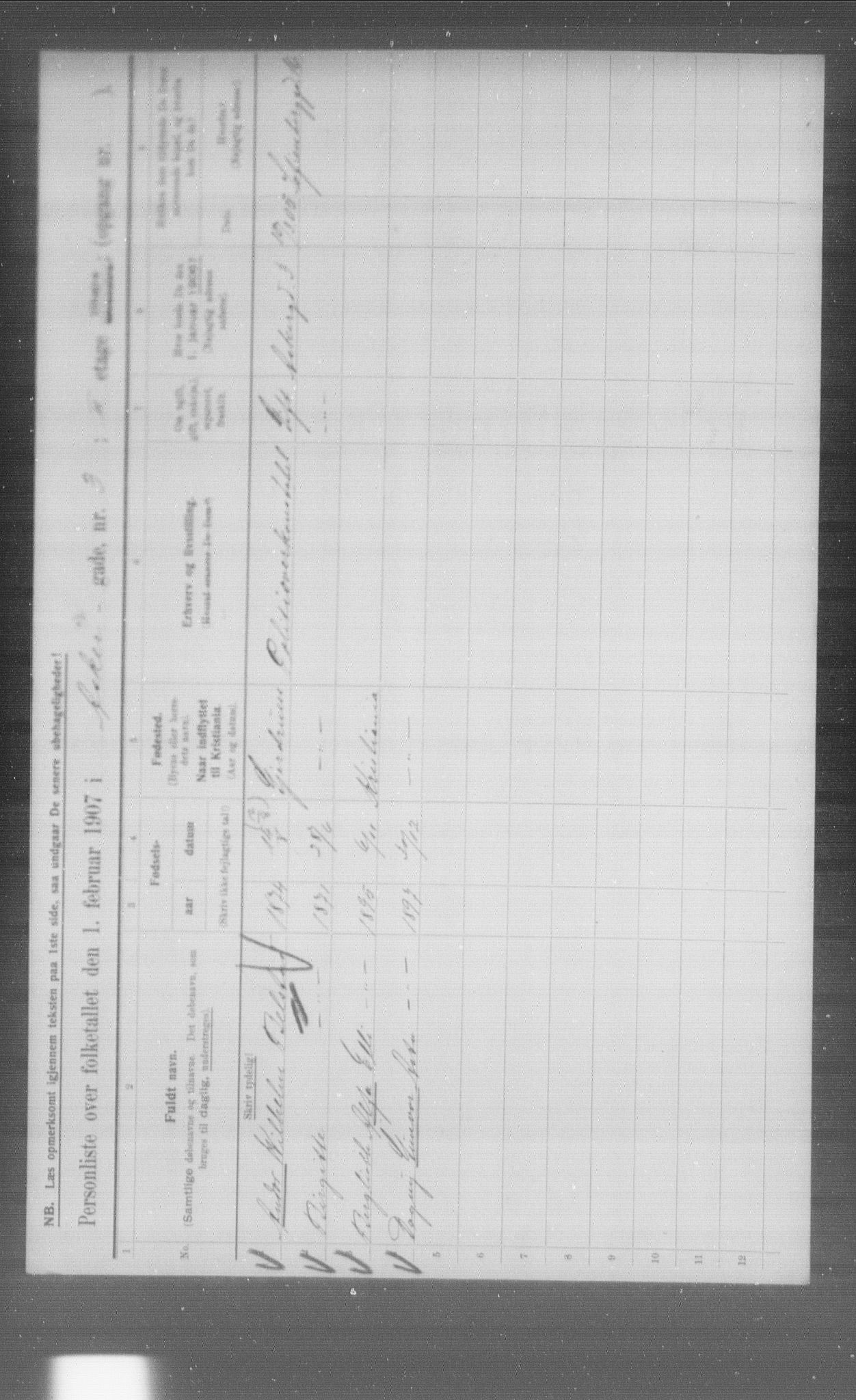 OBA, Municipal Census 1907 for Kristiania, 1907, p. 1330