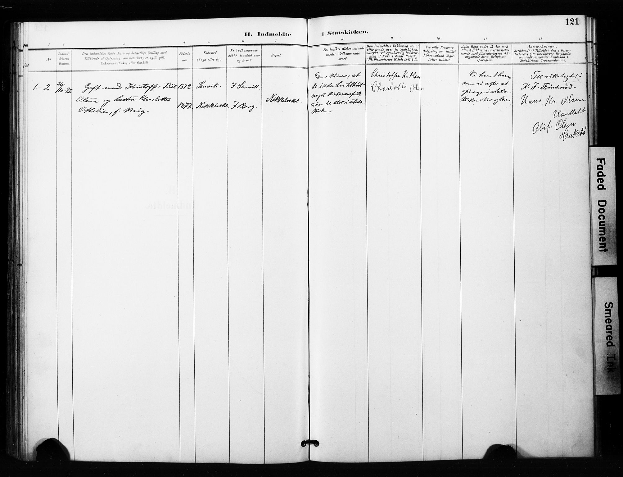 Berg sokneprestkontor, AV/SATØ-S-1318/G/Ga/Gaa/L0005kirke: Parish register (official) no. 5, 1894-1905, p. 121