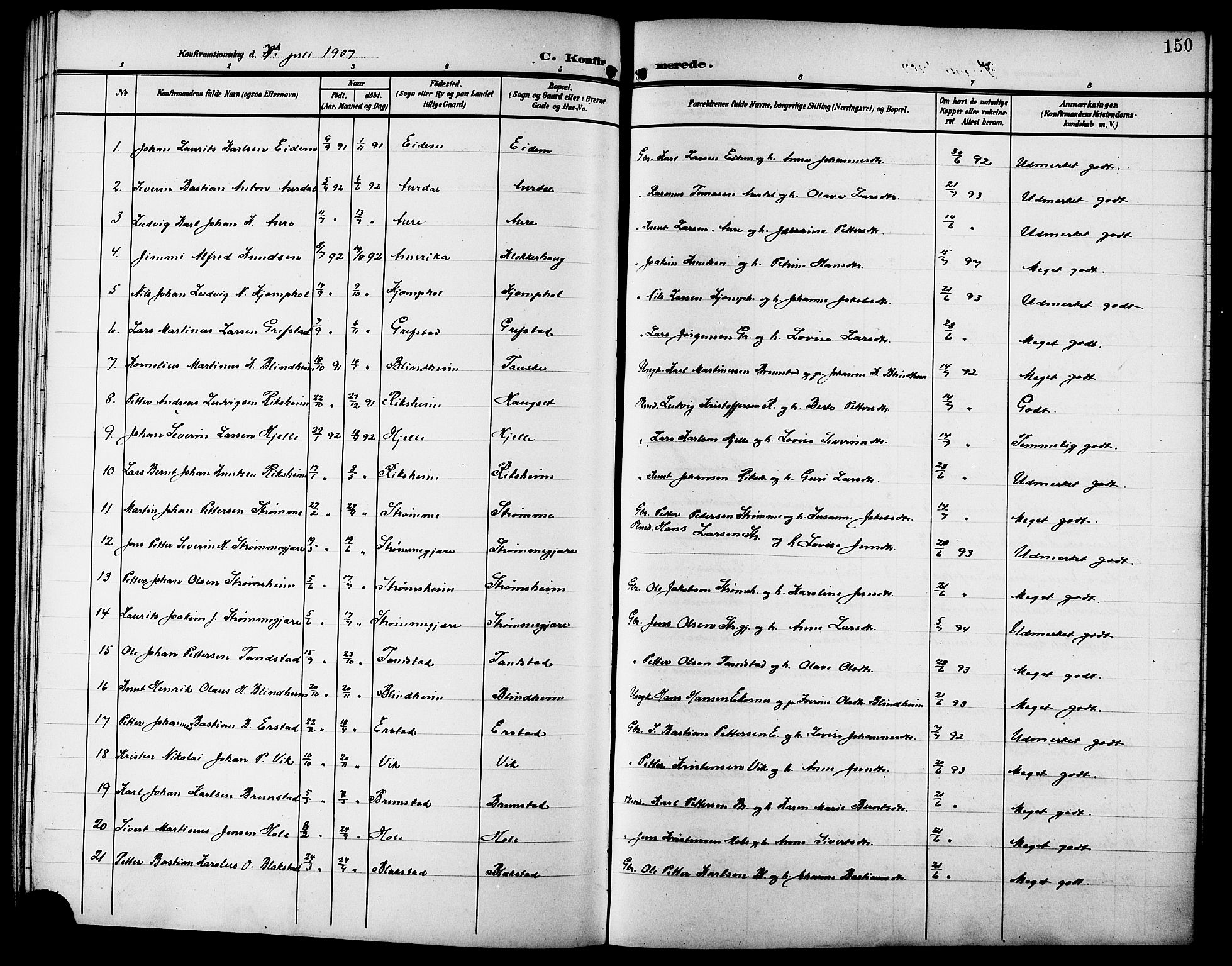 Ministerialprotokoller, klokkerbøker og fødselsregistre - Møre og Romsdal, SAT/A-1454/523/L0341: Parish register (copy) no. 523C04, 1903-1916, p. 150