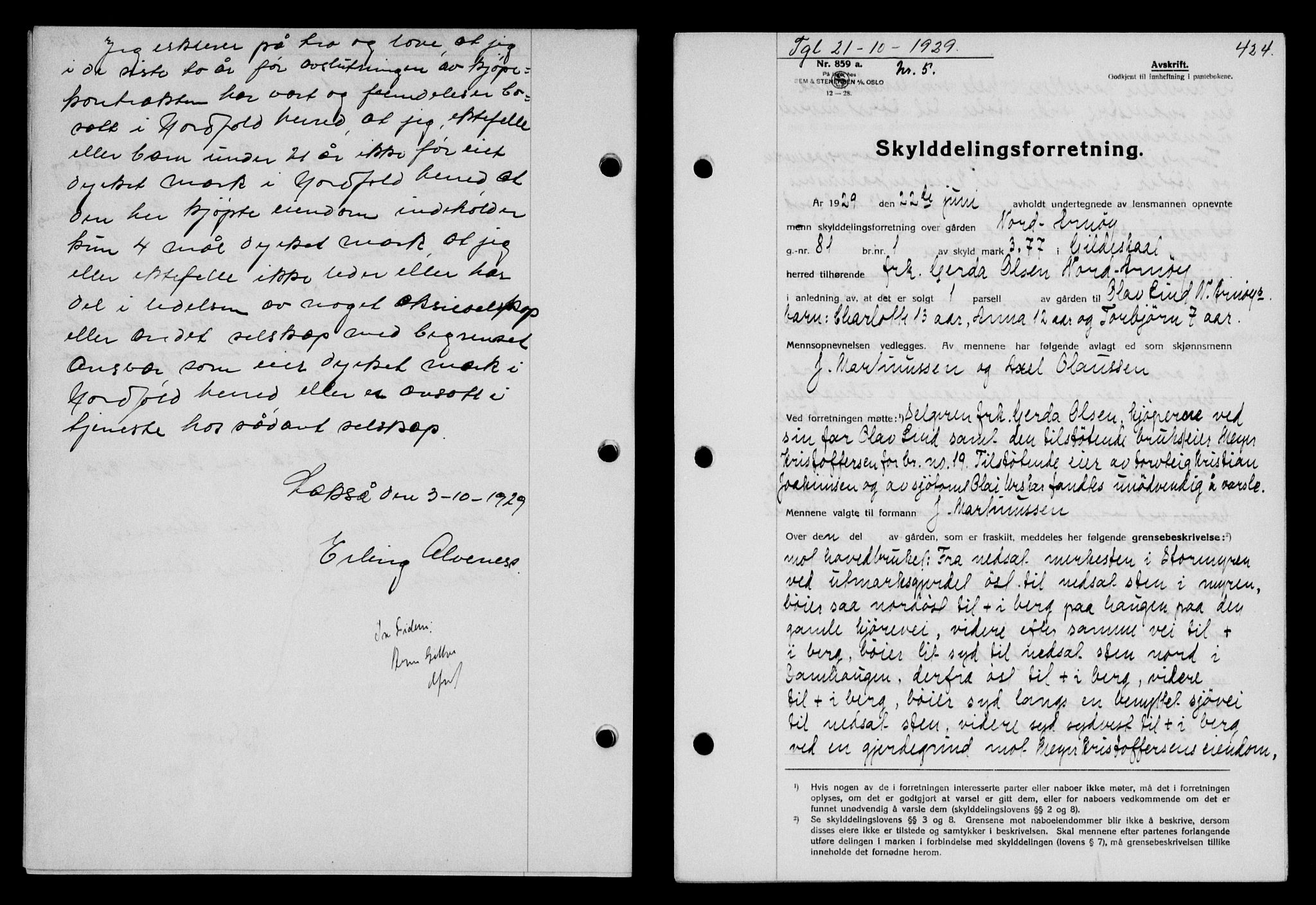 Salten sorenskriveri, SAT/A-4578/1/2/2C/L0057: Mortgage book no. 47, 1929-1929, Deed date: 21.10.1929