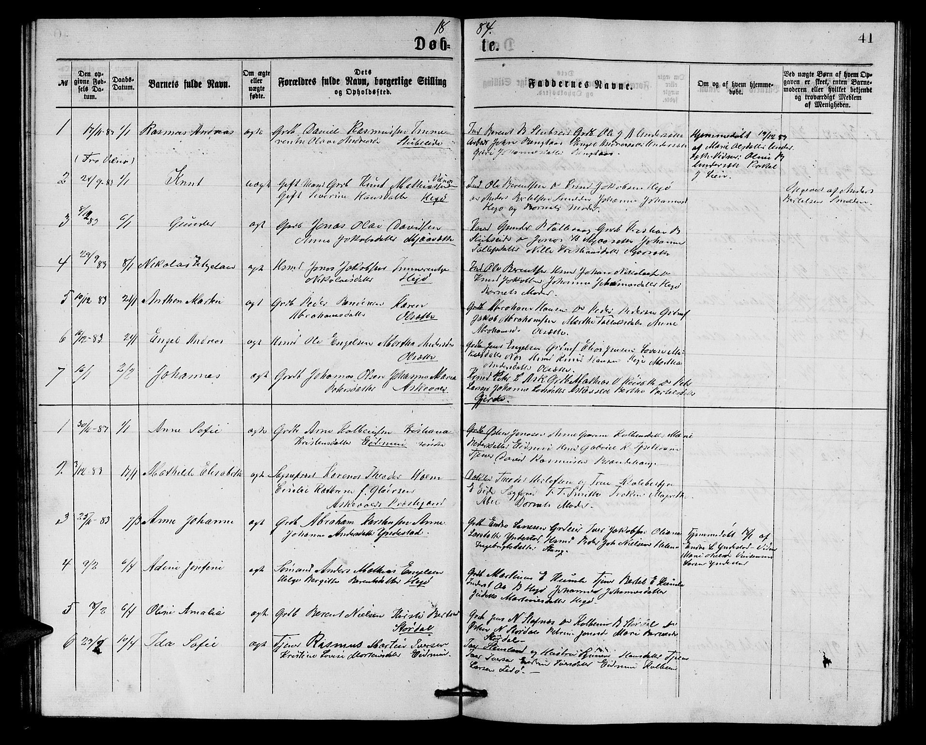 Askvoll sokneprestembete, AV/SAB-A-79501/H/Hab/Haba/L0002: Parish register (copy) no. A 2, 1873-1885, p. 41