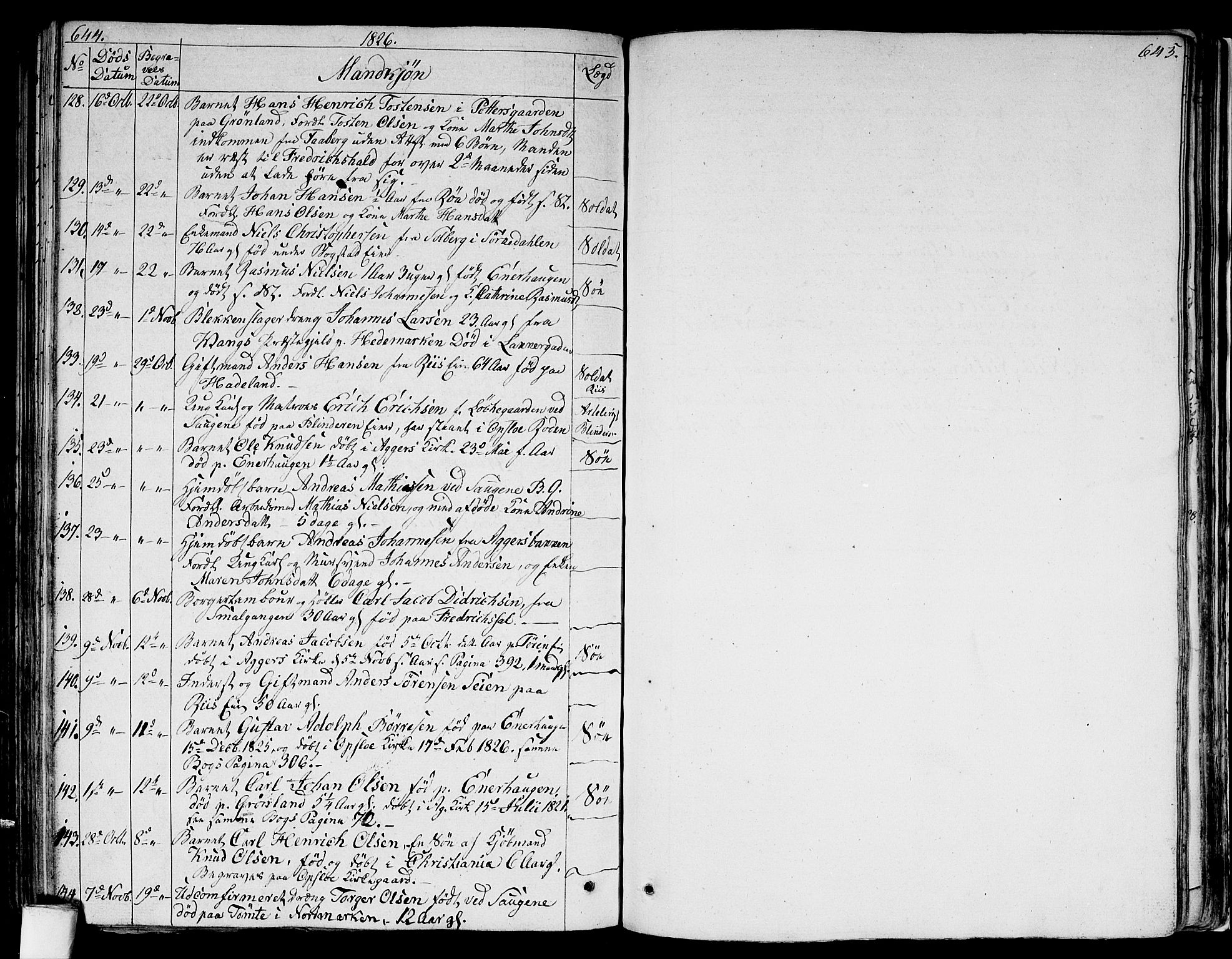 Aker prestekontor kirkebøker, AV/SAO-A-10861/G/L0004: Parish register (copy) no. 4, 1819-1829, p. 644-645