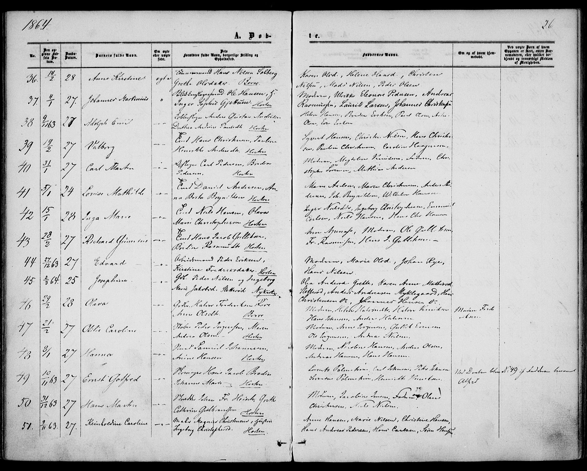 Borre kirkebøker, AV/SAKO-A-338/F/Fa/L0007: Parish register (official) no. I 7, 1862-1867, p. 26
