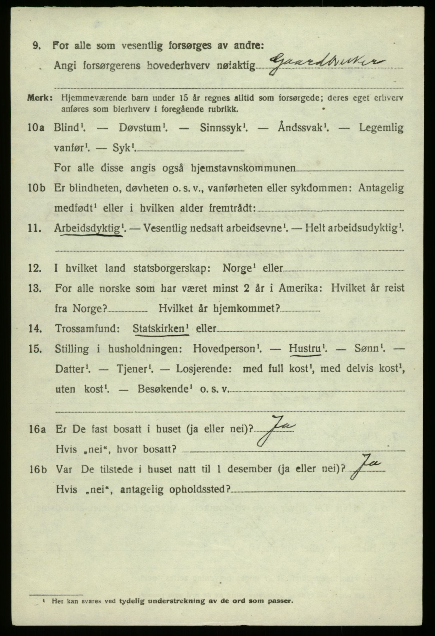 SAB, 1920 census for Modalen, 1920, p. 539