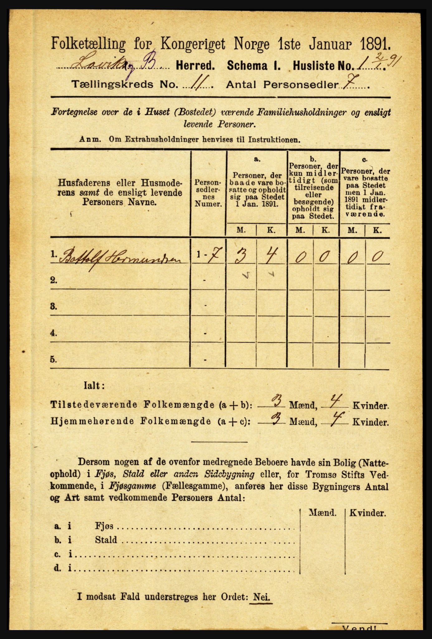 RA, 1891 census for 1415 Lavik og Brekke, 1891, p. 2108