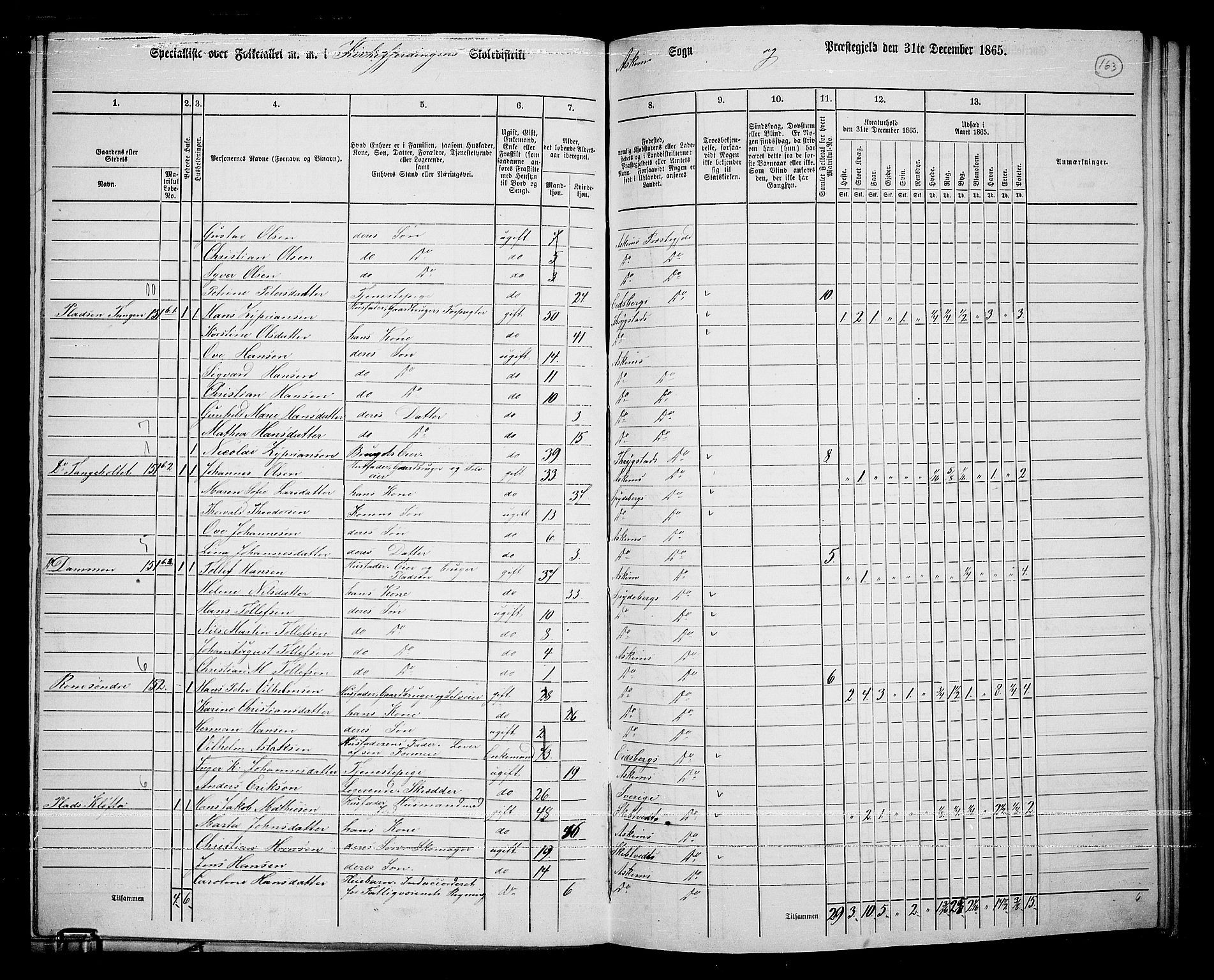 RA, 1865 census for Askim, 1865, p. 26