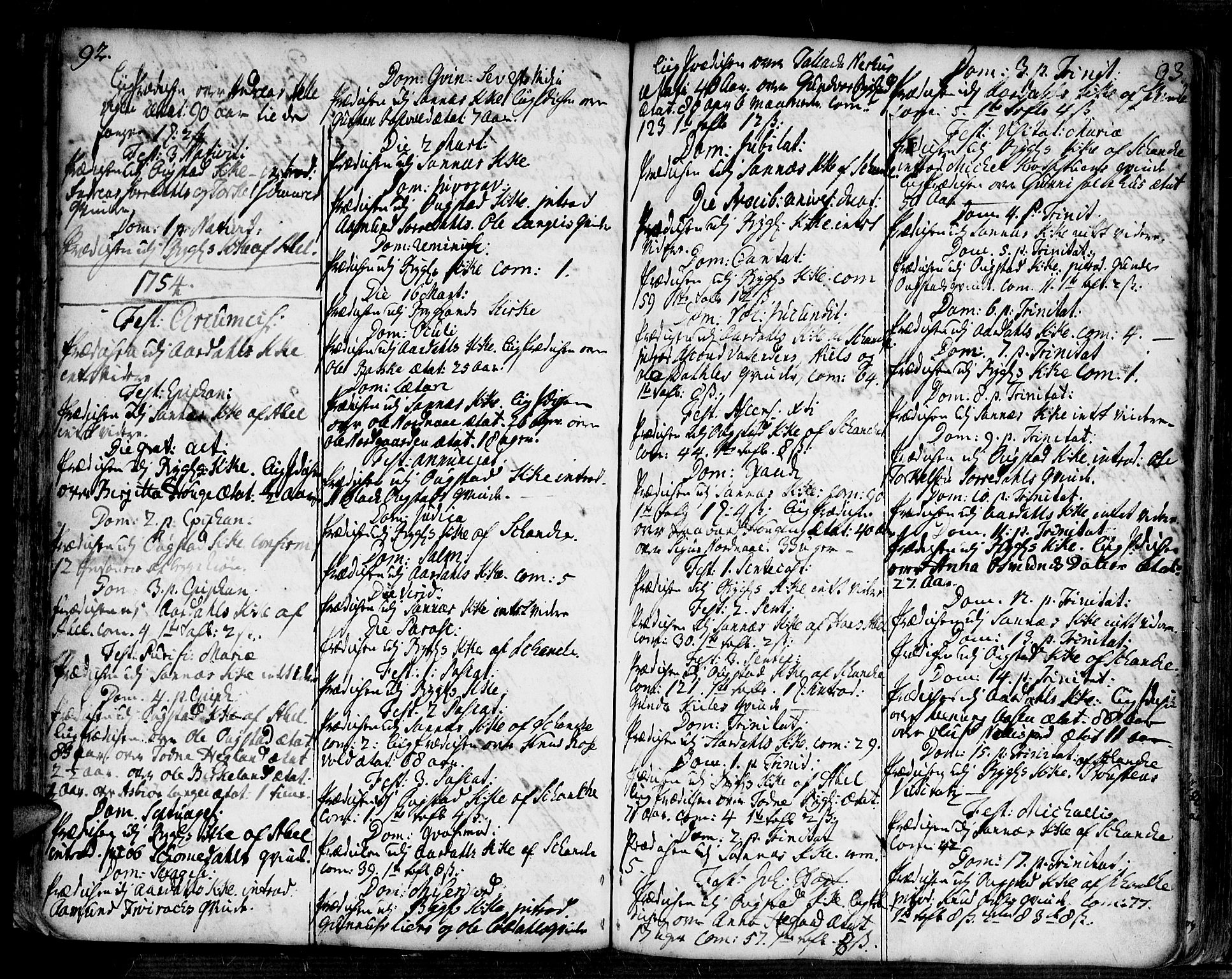 Bygland sokneprestkontor, SAK/1111-0006/F/Fa/Fab/L0001: Parish register (official) no. A 1, 1725-1766, p. 92-93