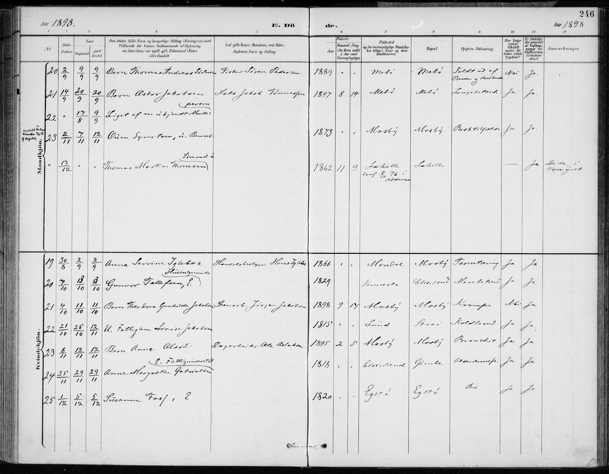 Oddernes sokneprestkontor, AV/SAK-1111-0033/F/Fa/Faa/L0010: Parish register (official) no. A 10, 1897-1911, p. 246