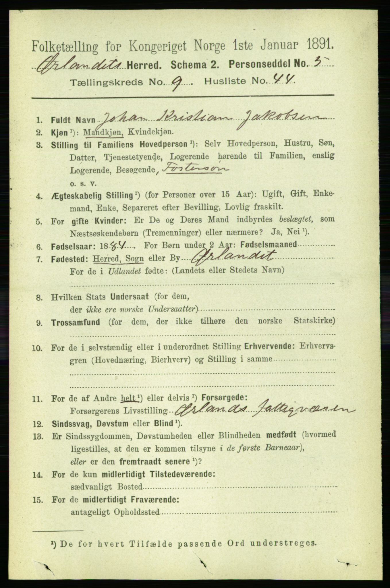 RA, 1891 census for 1621 Ørland, 1891, p. 4091