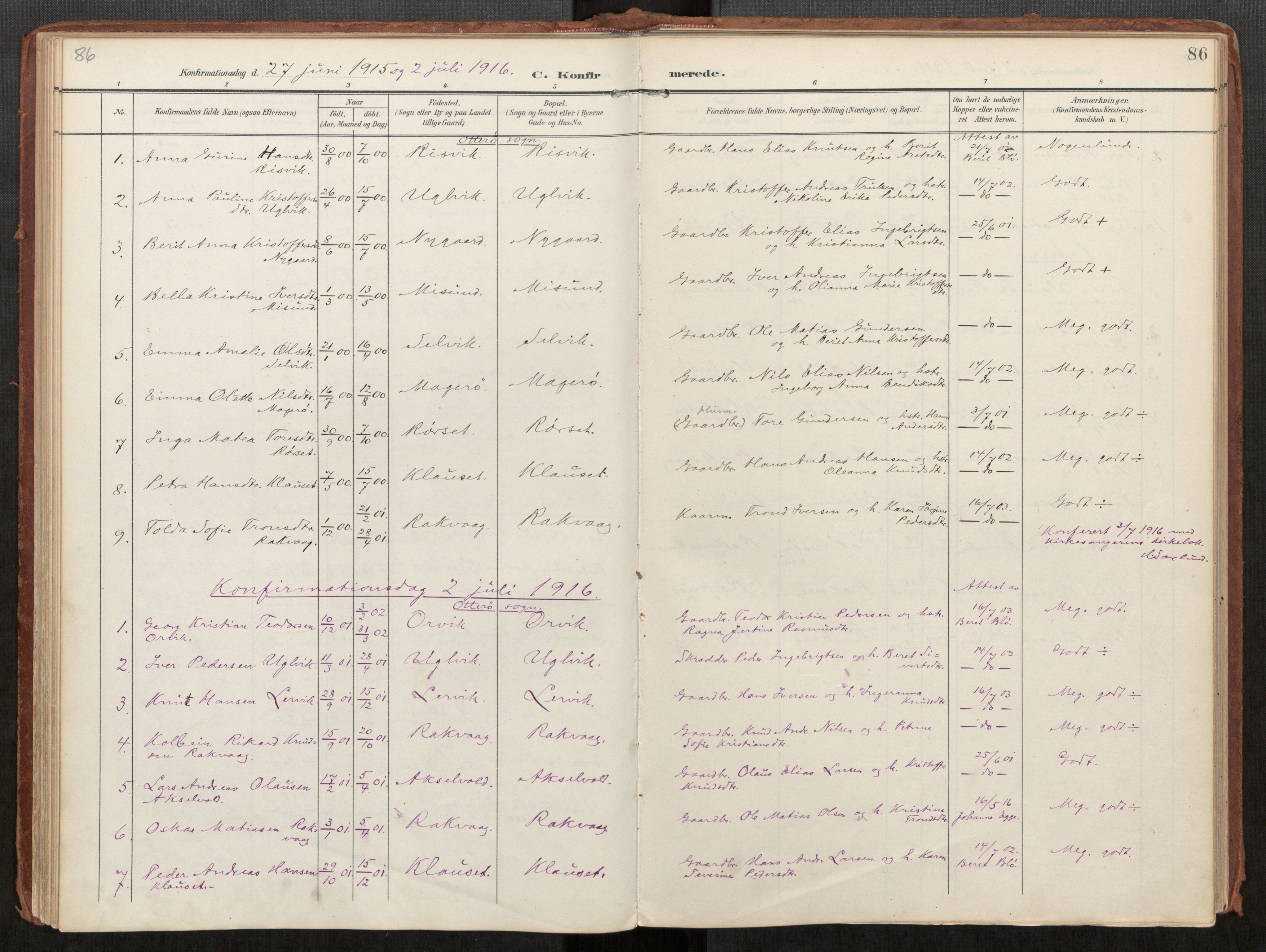 Ministerialprotokoller, klokkerbøker og fødselsregistre - Møre og Romsdal, AV/SAT-A-1454/563/L0740: Parish register (official) no. 563A02, 1903-1923, p. 86