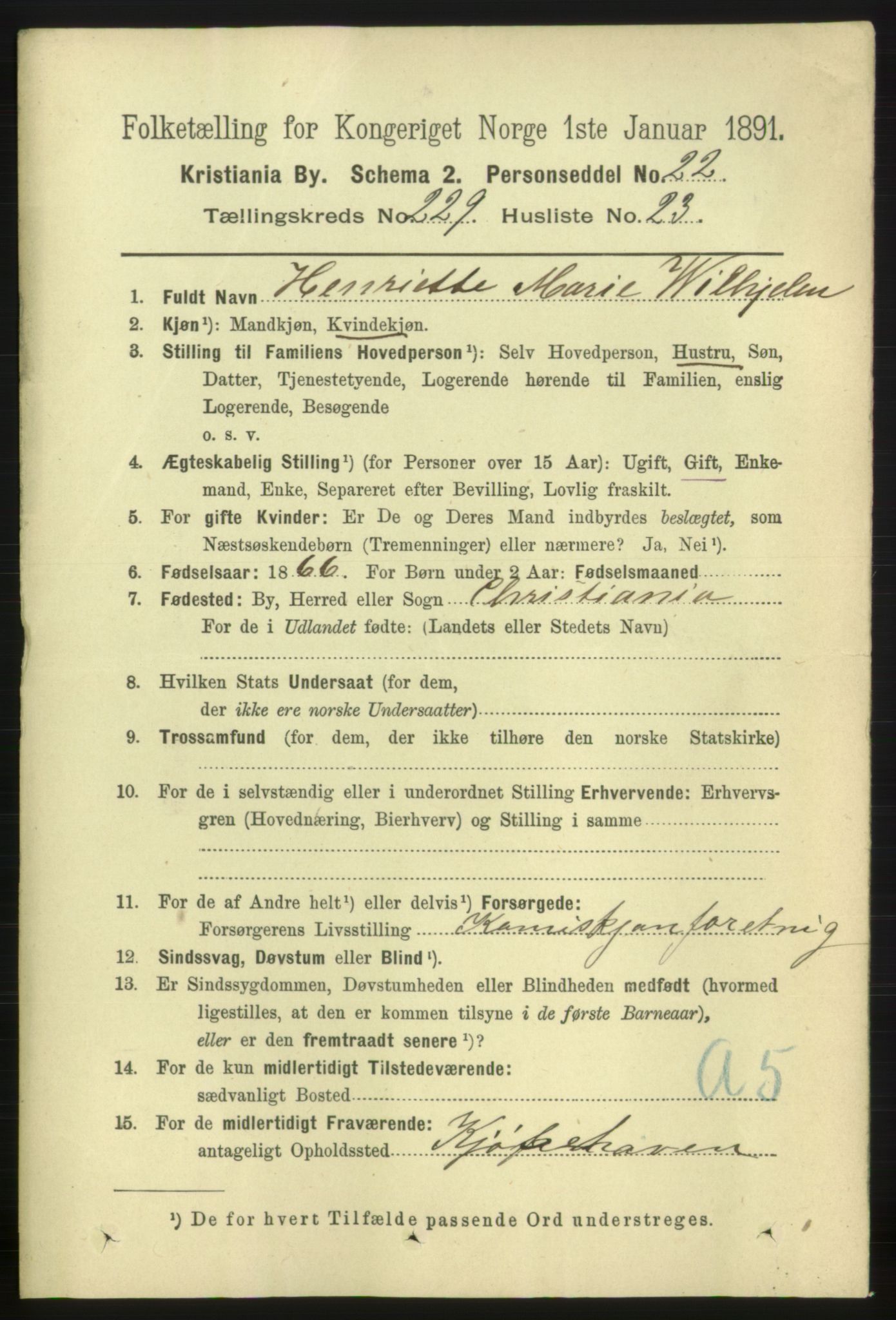RA, 1891 census for 0301 Kristiania, 1891, p. 141017