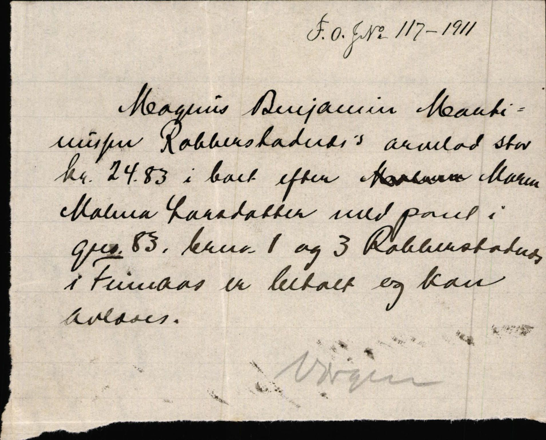 Finnaas kommune. Overformynderiet, IKAH/1218a-812/D/Da/Daa/L0002/0004: Kronologisk ordna korrespondanse / Kronologisk ordna korrespondanse, 1910-1913, p. 88