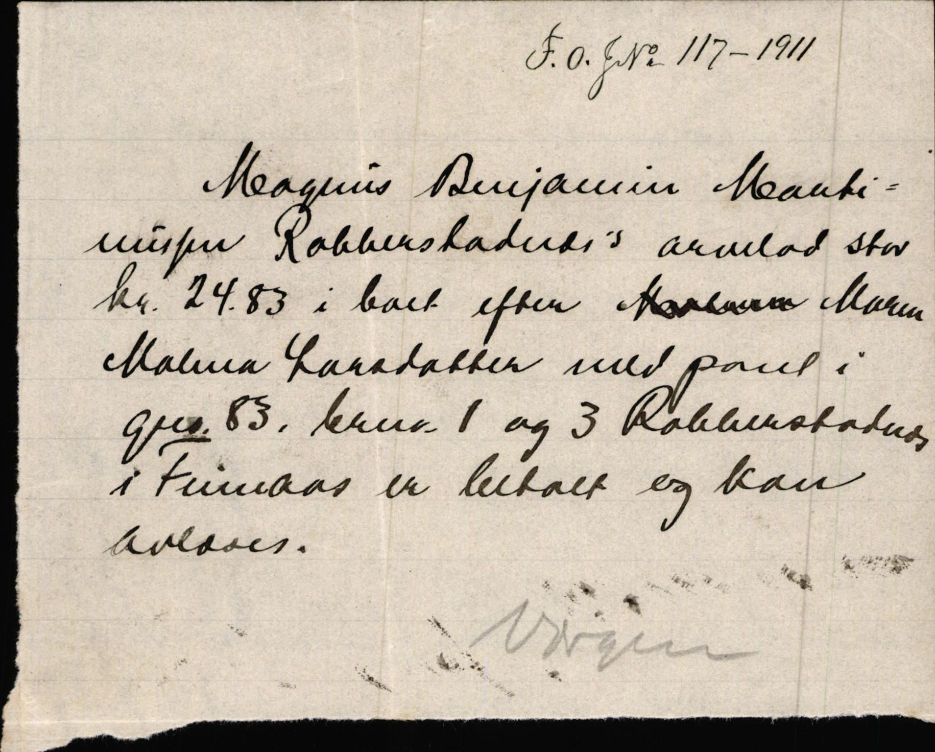 Finnaas kommune. Overformynderiet, IKAH/1218a-812/D/Da/Daa/L0002/0004: Kronologisk ordna korrespondanse / Kronologisk ordna korrespondanse, 1910-1913, p. 88