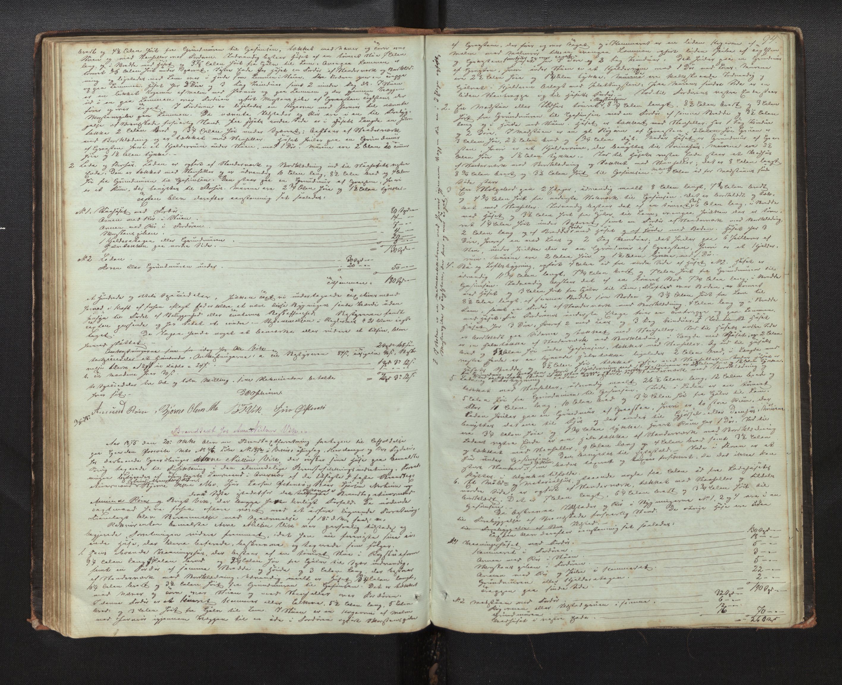 Lensmannen i Kvam, AV/SAB-A-33201/0012/L0001: Branntakstprotokoll, 1851-1881, p. 93b-94a