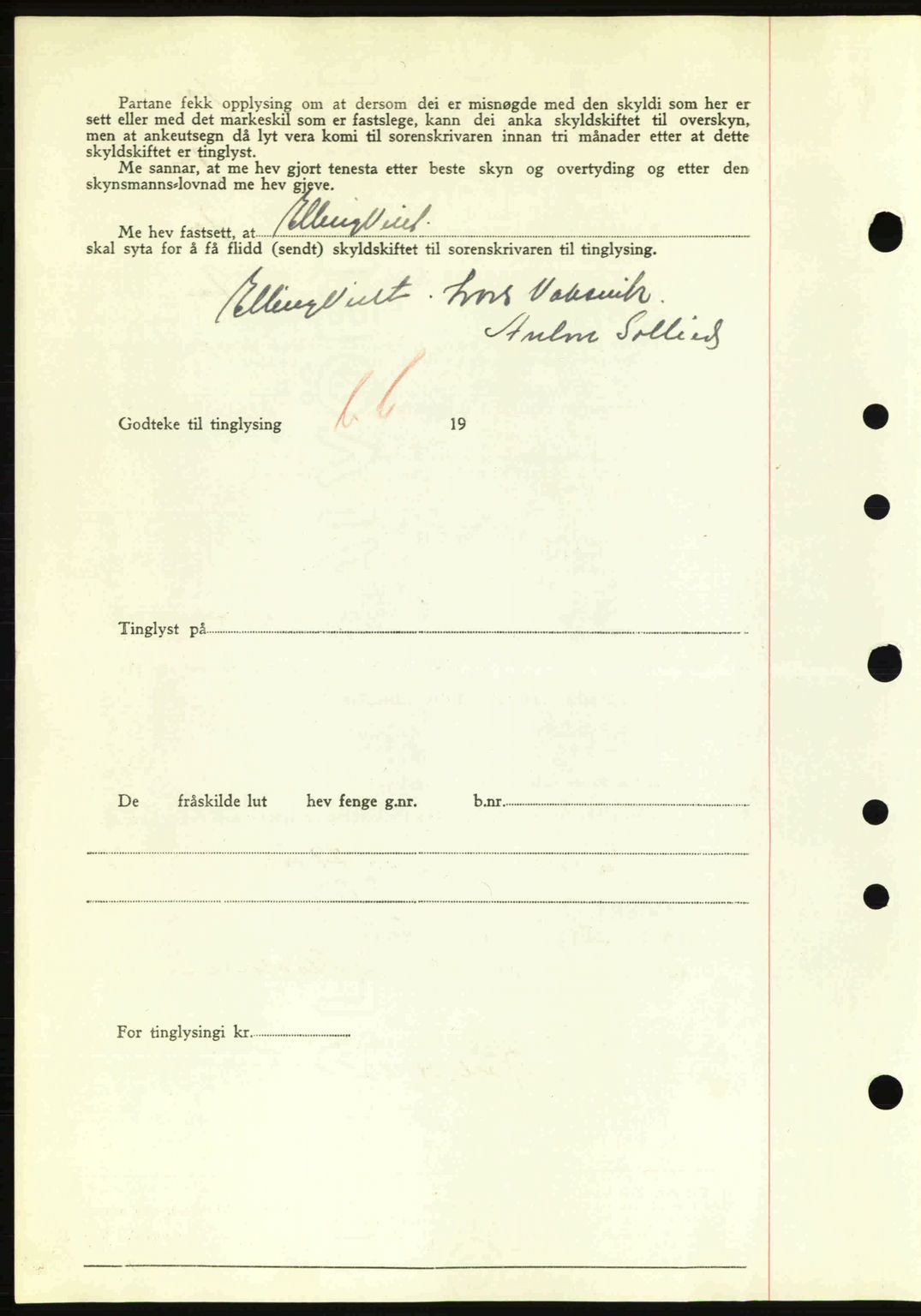 Nordre Sunnmøre sorenskriveri, AV/SAT-A-0006/1/2/2C/2Ca: Mortgage book no. A13, 1942-1942, Diary no: : 957/1942