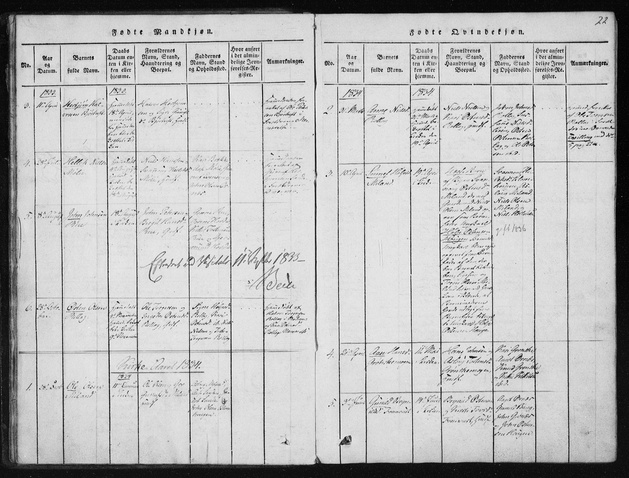 Tinn kirkebøker, SAKO/A-308/F/Fb/L0001: Parish register (official) no. II 1, 1815-1843, p. 22