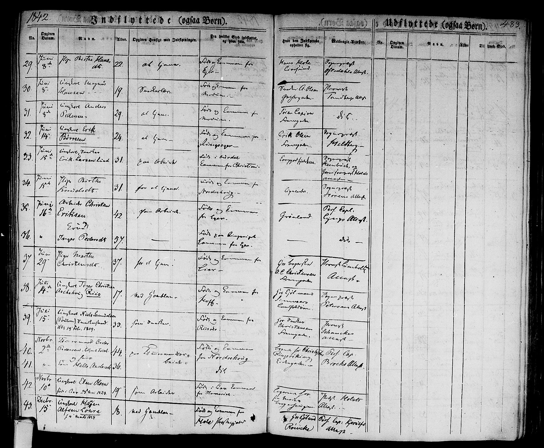 Bragernes kirkebøker, AV/SAKO-A-6/F/Fb/L0001: Parish register (official) no. II 1, 1830-1847, p. 483