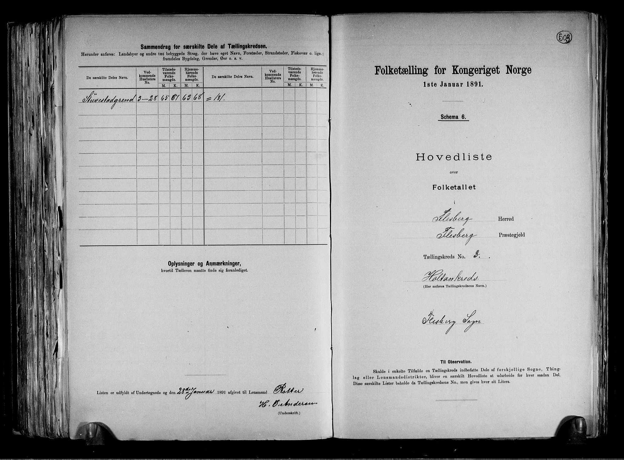 RA, 1891 census for 0631 Flesberg, 1891, p. 8