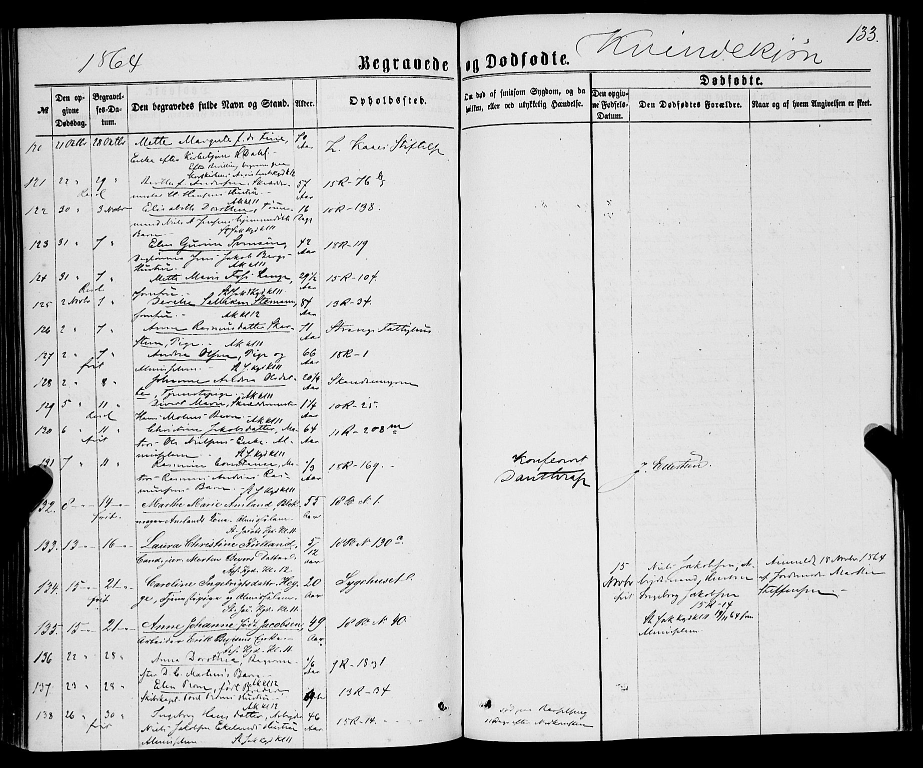 Domkirken sokneprestembete, SAB/A-74801/H/Haa/L0042: Parish register (official) no. E 3, 1863-1876, p. 133