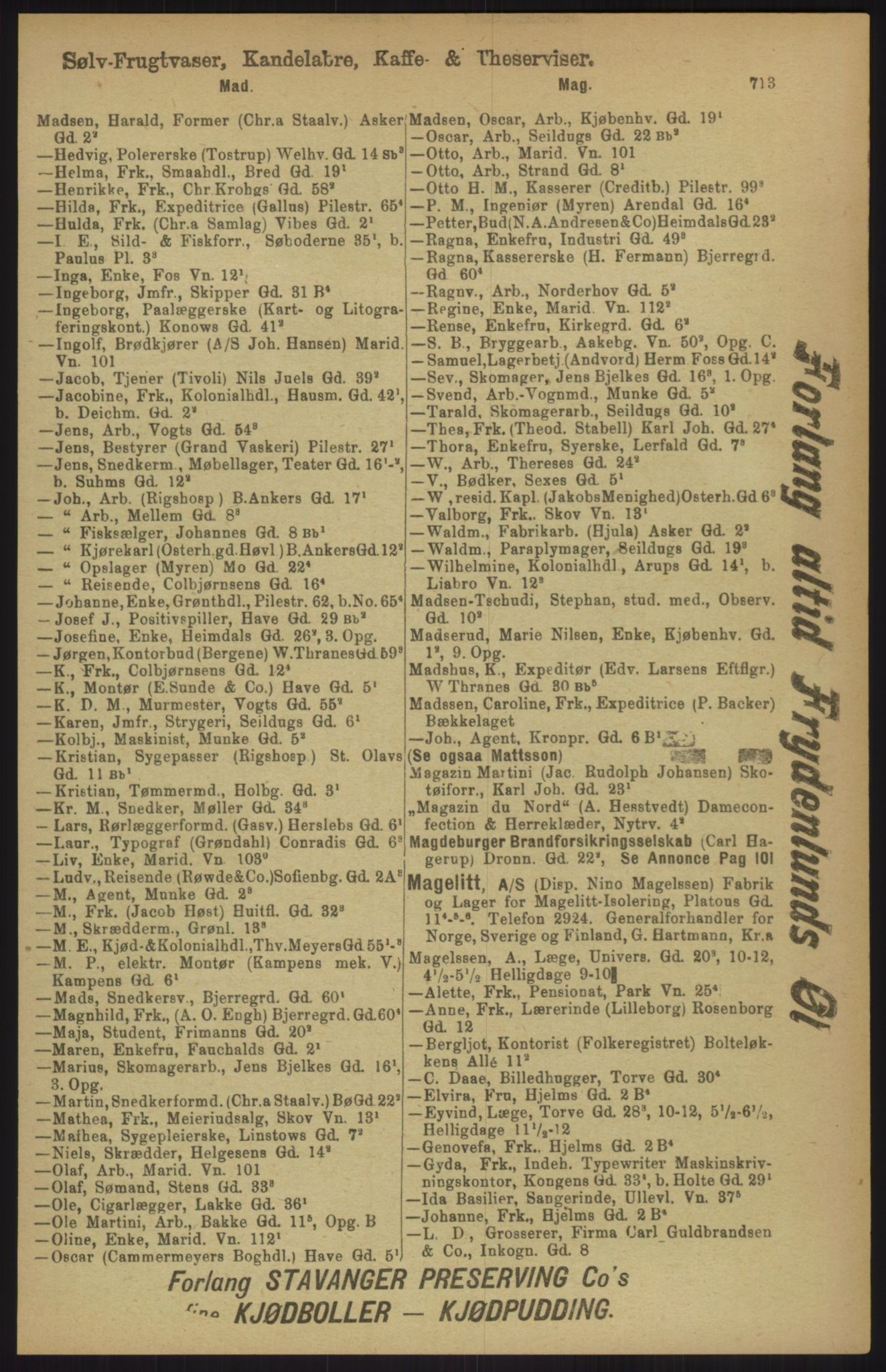 Kristiania/Oslo adressebok, PUBL/-, 1911, p. 713