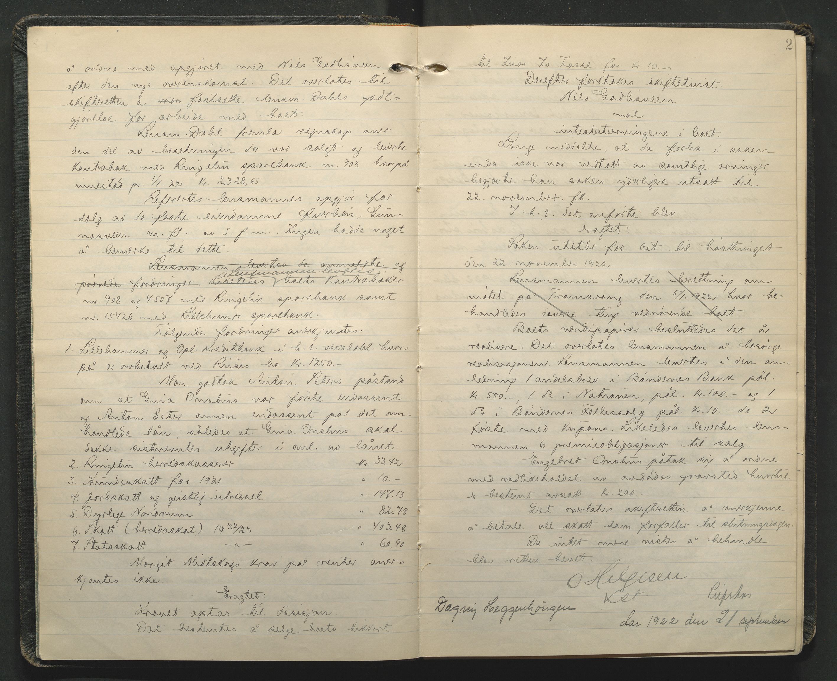 Sør-Gudbrandsdal tingrett, AV/SAH-TING-004/J/Ja/Jad/L0004: Skifteforhandlingsprotokoll - landet, 1922-1927, p. 2