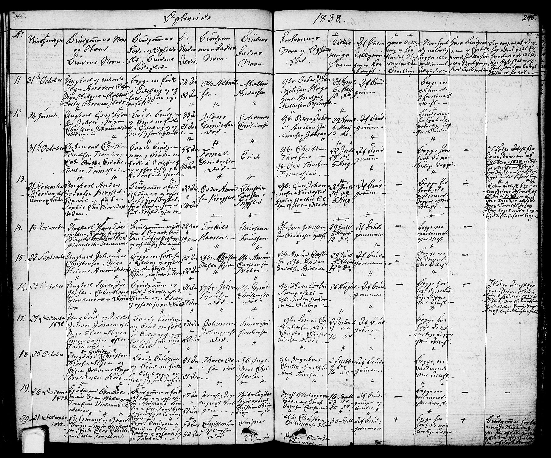 Eidsberg prestekontor Kirkebøker, AV/SAO-A-10905/F/Fa/L0008: Parish register (official) no. I 8, 1832-1848, p. 245