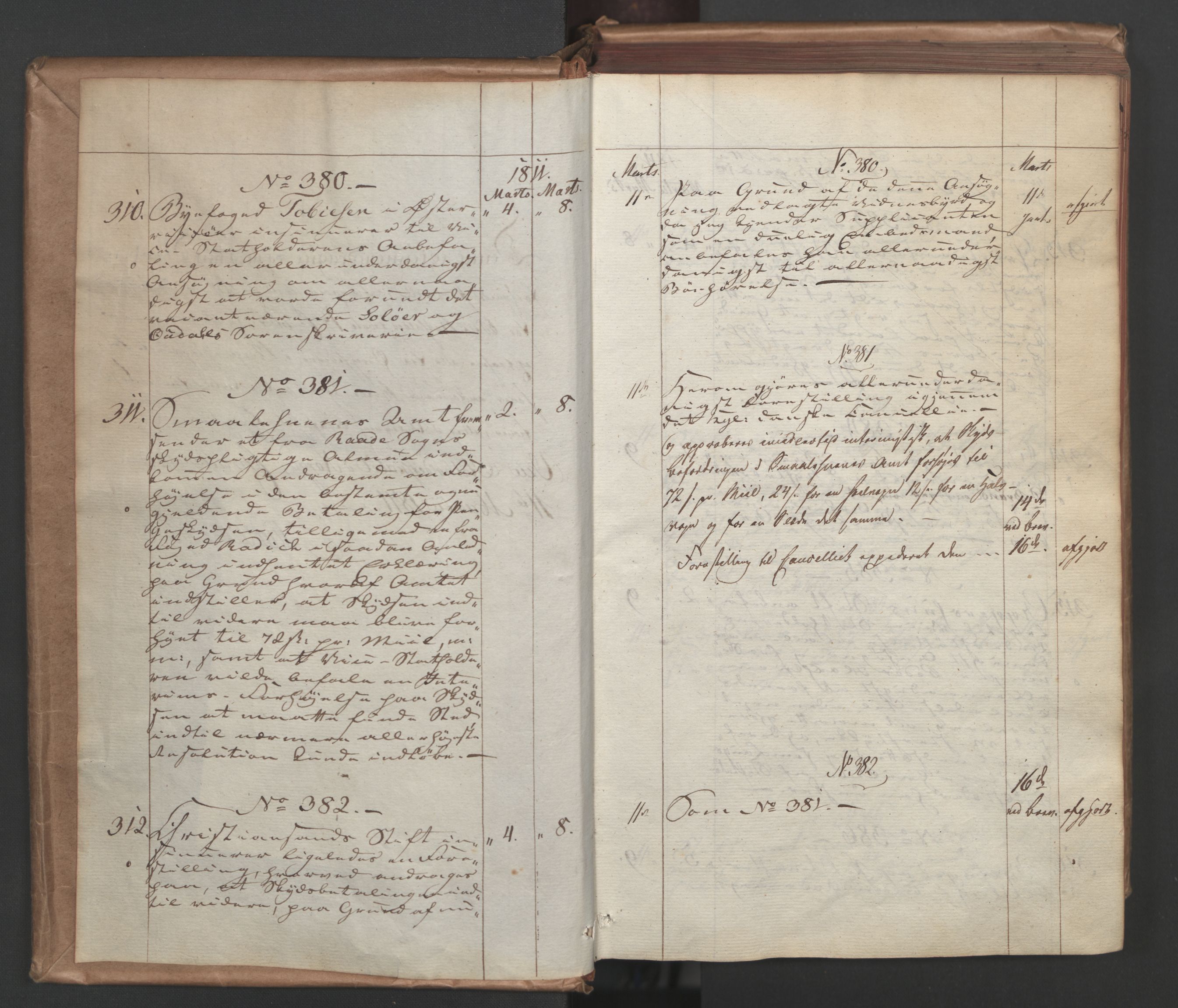 Stattholderembetet 1810-1814, 1. kontor (Kontor A), AV/RA-EA-2872/Ab/L0002: Referatprotokoll,  j.nr. 310-1243,  l.nr. 380-1588, 1811, p. 3
