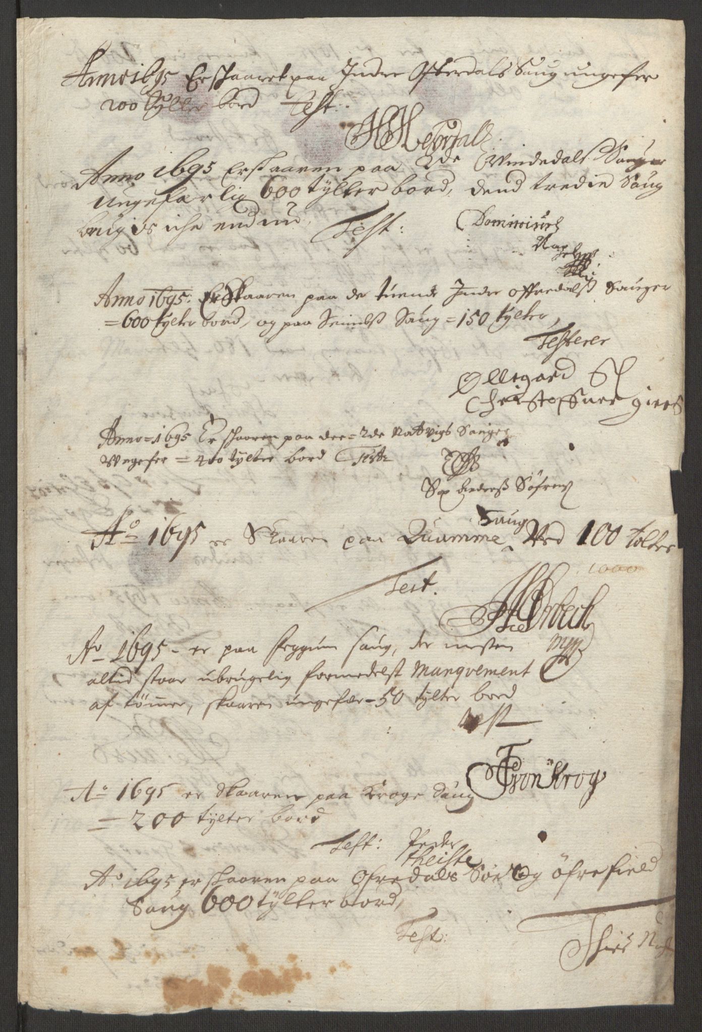 Rentekammeret inntil 1814, Reviderte regnskaper, Fogderegnskap, RA/EA-4092/R52/L3308: Fogderegnskap Sogn, 1695, p. 303