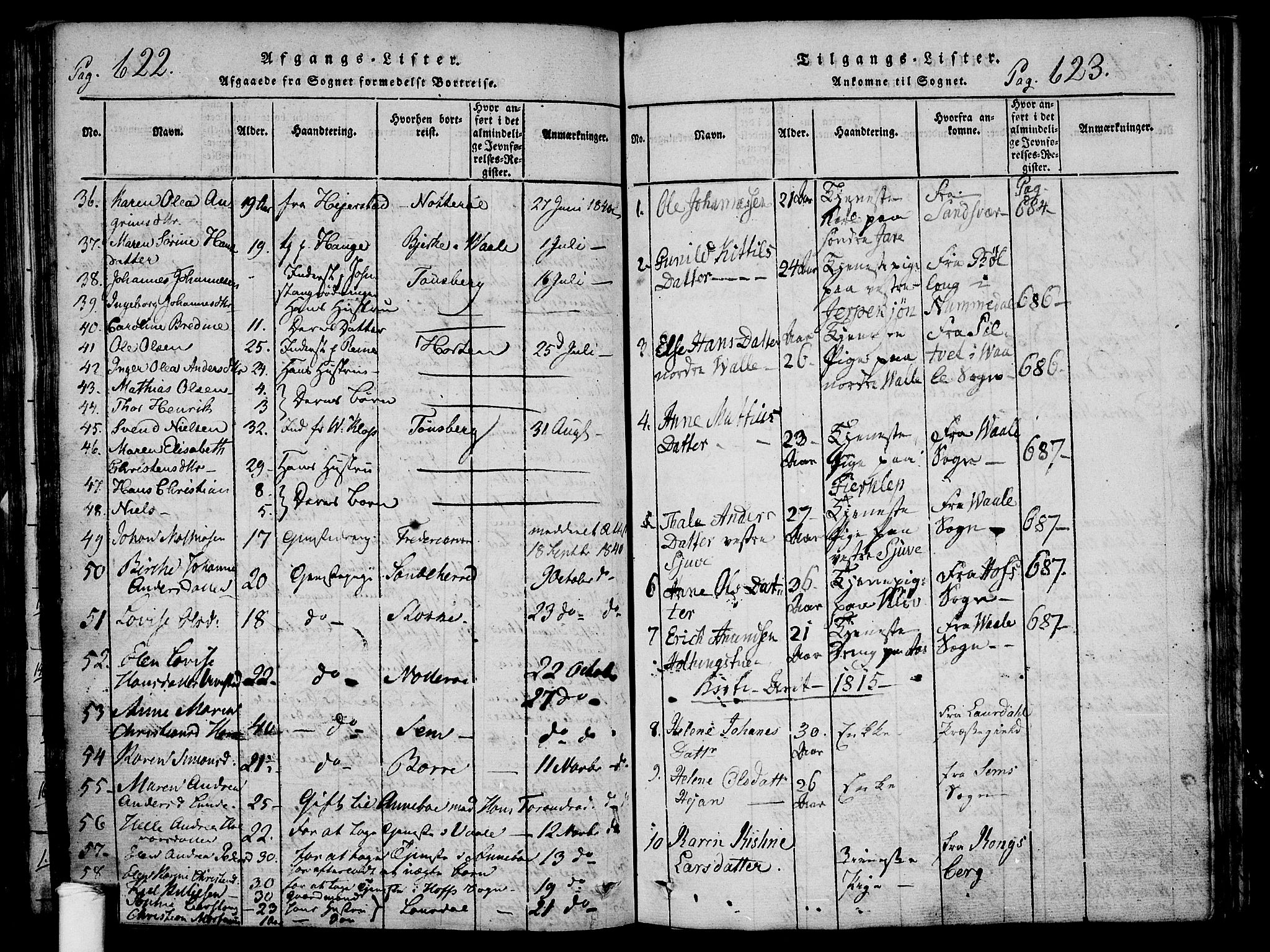 Ramnes kirkebøker, SAKO/A-314/F/Fa/L0004: Parish register (official) no. I 4, 1813-1840, p. 622-623