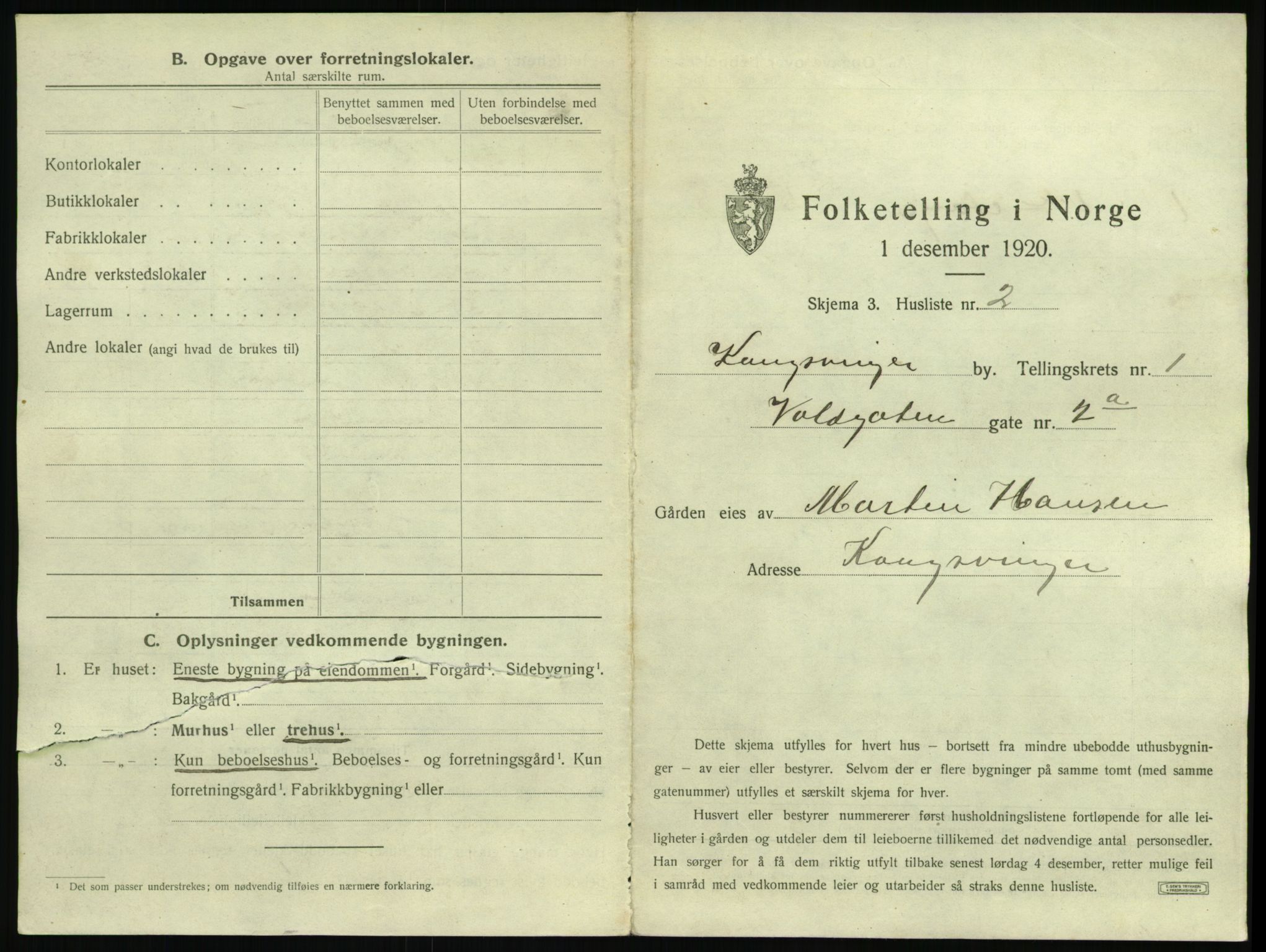 SAH, 1920 census for Kongsvinger, 1920, p. 21