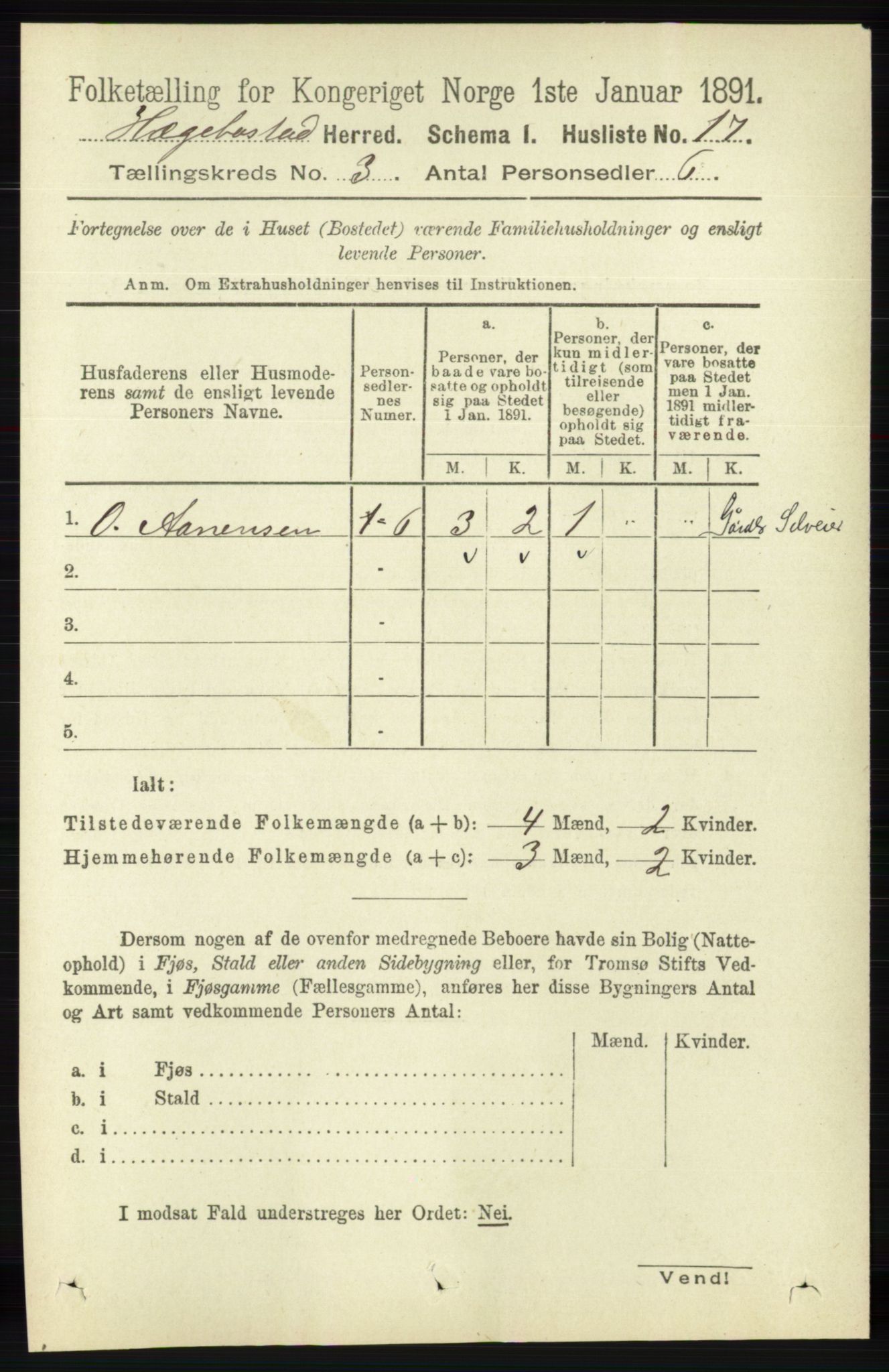 RA, 1891 census for 1034 Hægebostad, 1891, p. 834