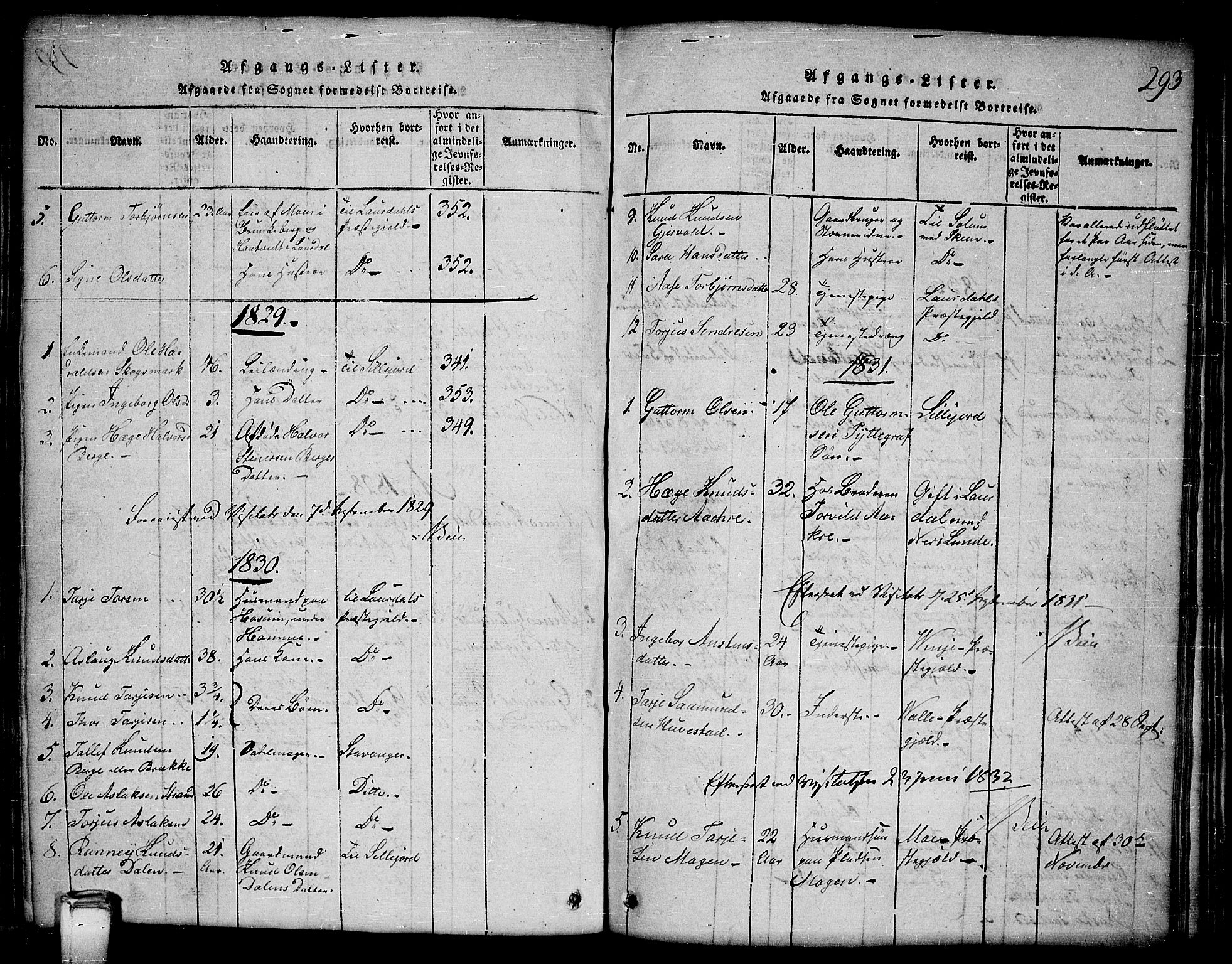 Kviteseid kirkebøker, AV/SAKO-A-276/G/Gb/L0001: Parish register (copy) no. II 1, 1815-1842, p. 293