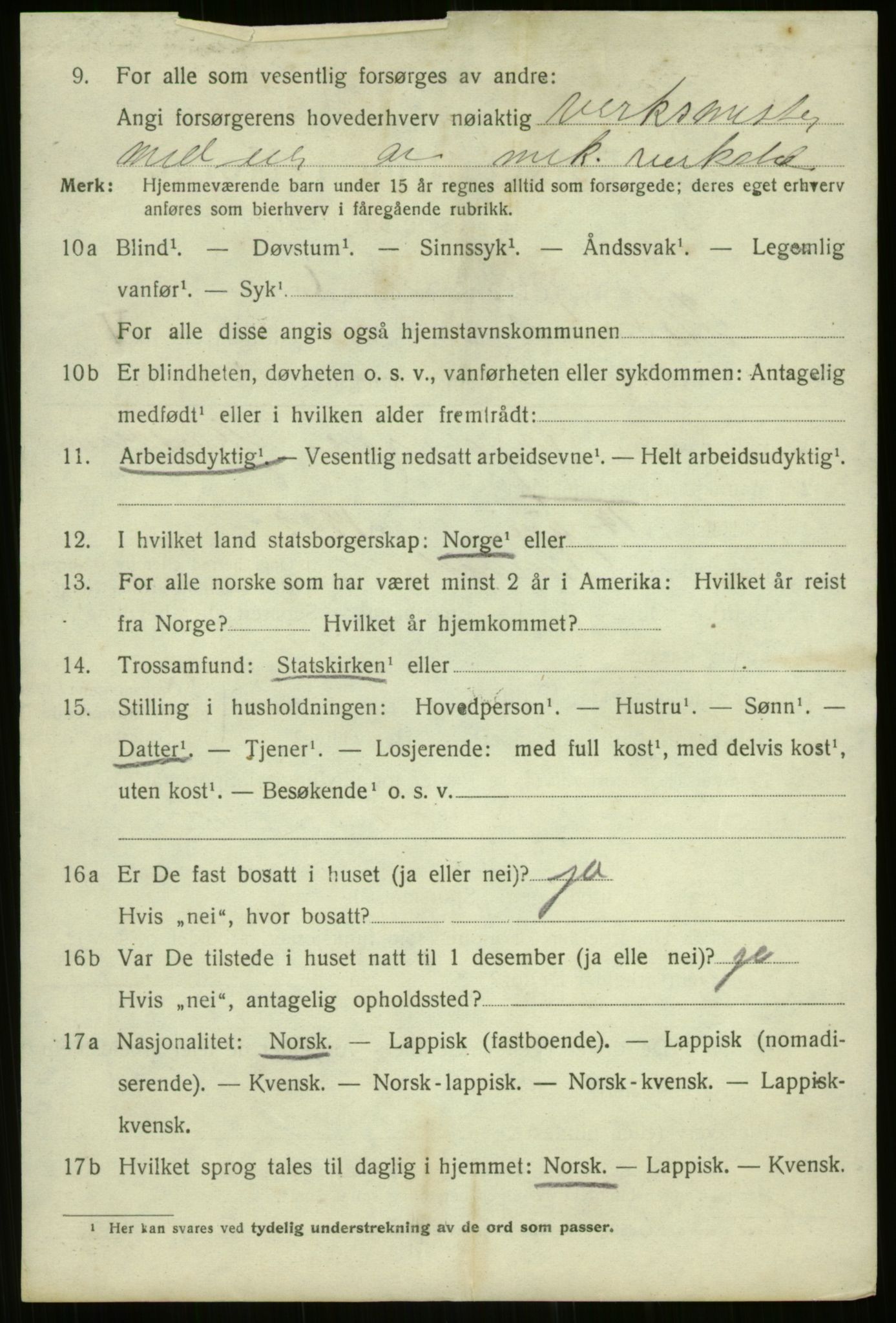 SATØ, 1920 census for Harstad, 1920, p. 7423