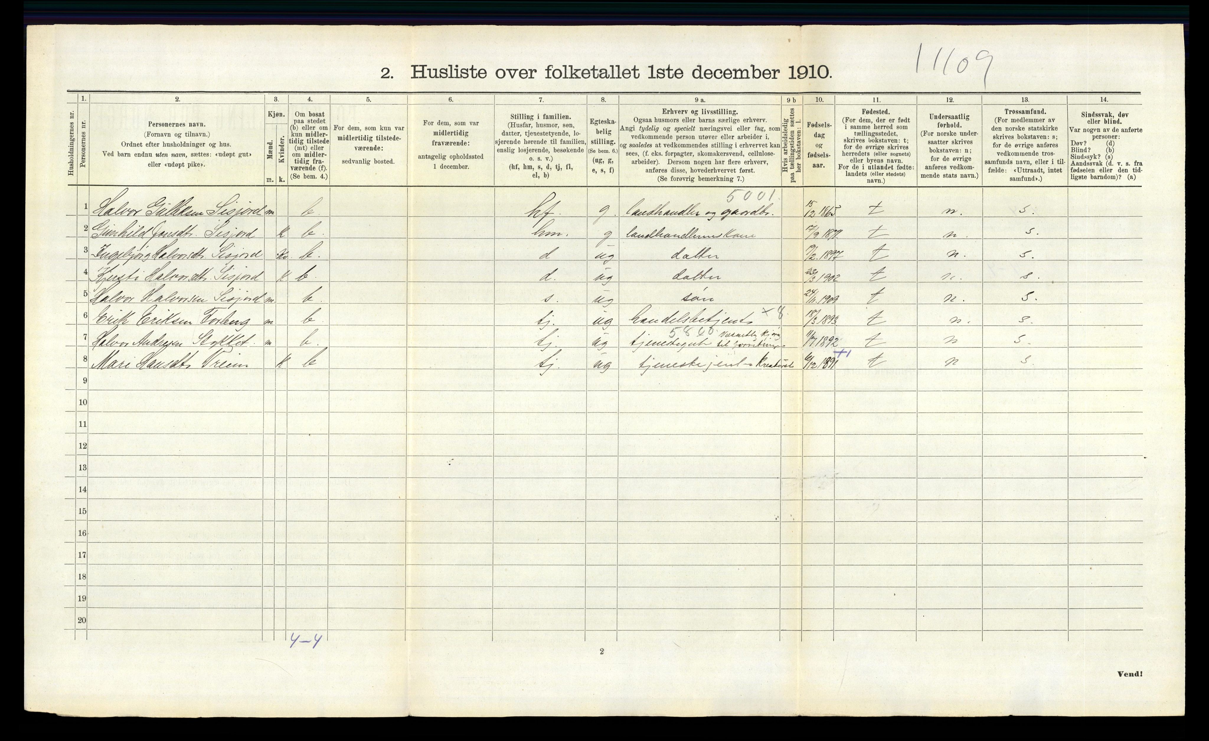 RA, 1910 census for Bø, 1910, p. 820