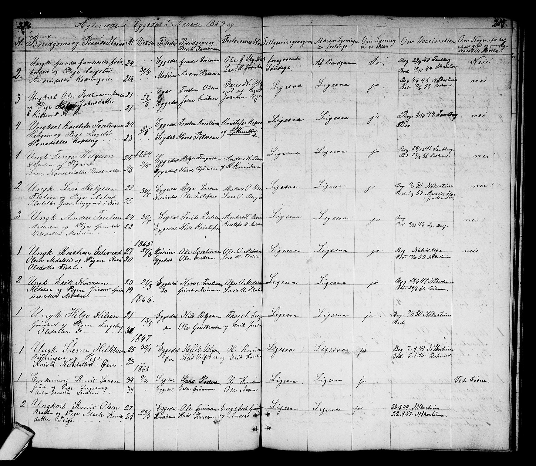 Sigdal kirkebøker, SAKO/A-245/G/Gb/L0001: Parish register (copy) no. II 1, 1841-1874, p. 214-215