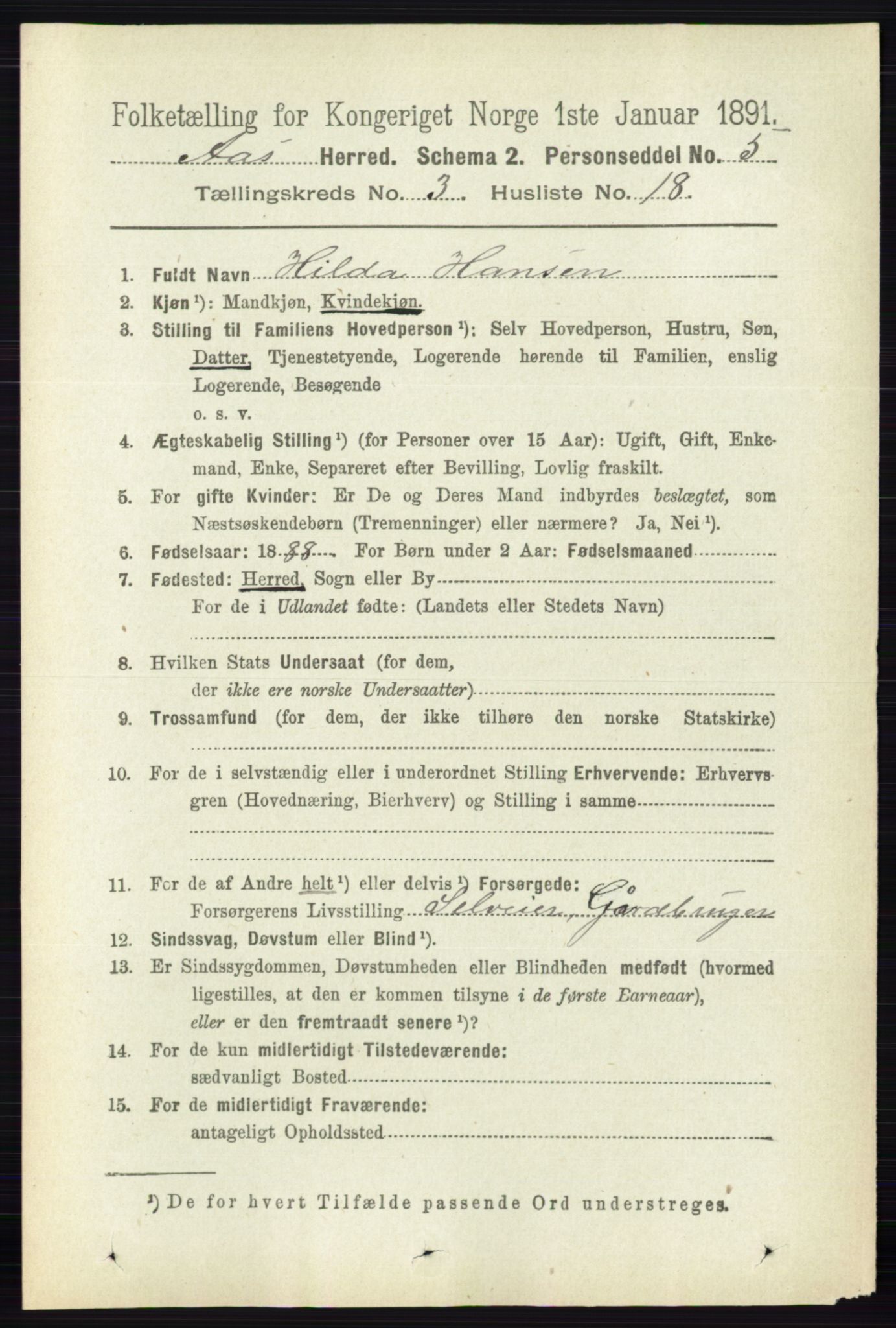 RA, 1891 census for 0214 Ås, 1891, p. 2246